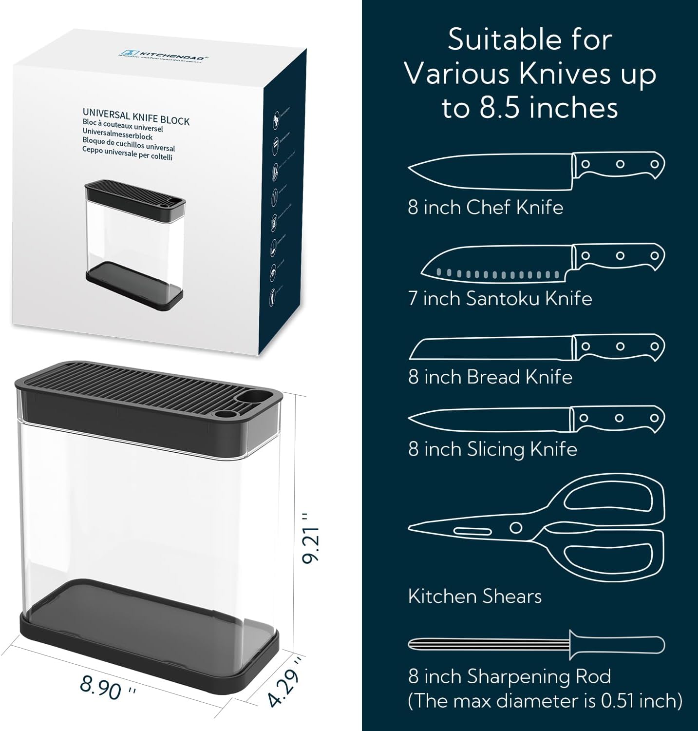 KITCHENDAO XL Universal Knife Block Holder