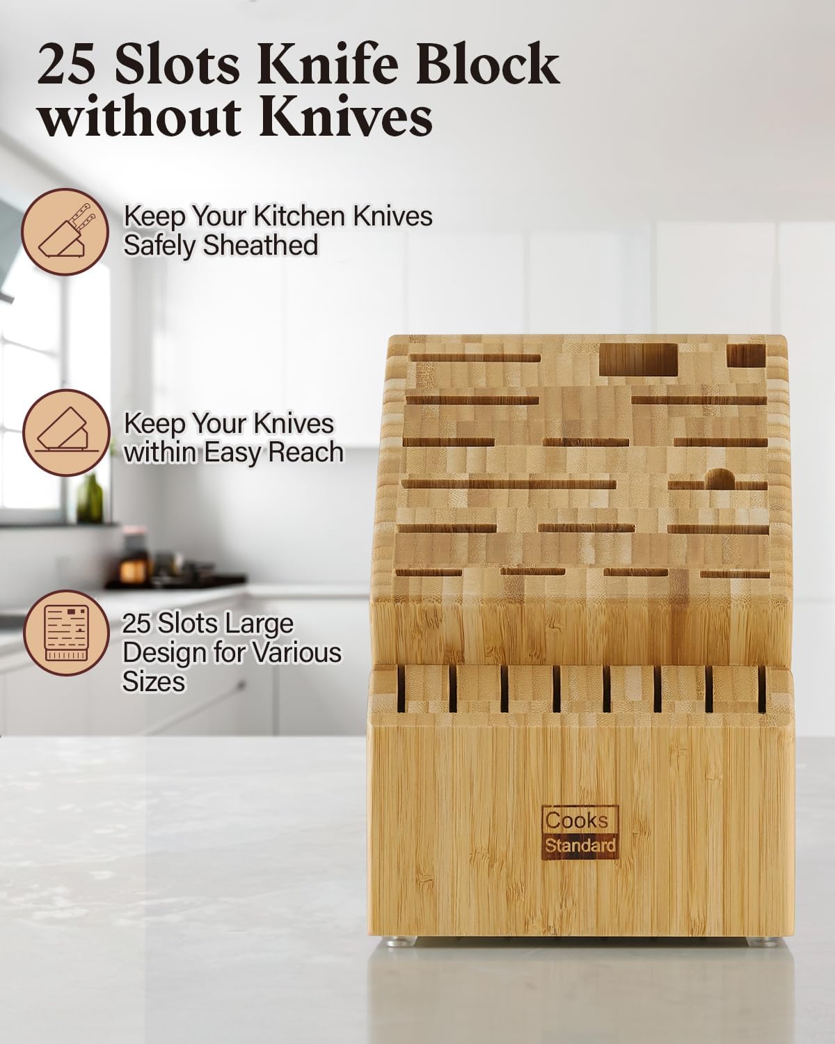 Bamboo Knife Block Holder 25 Slot X-LargeCooks Standard