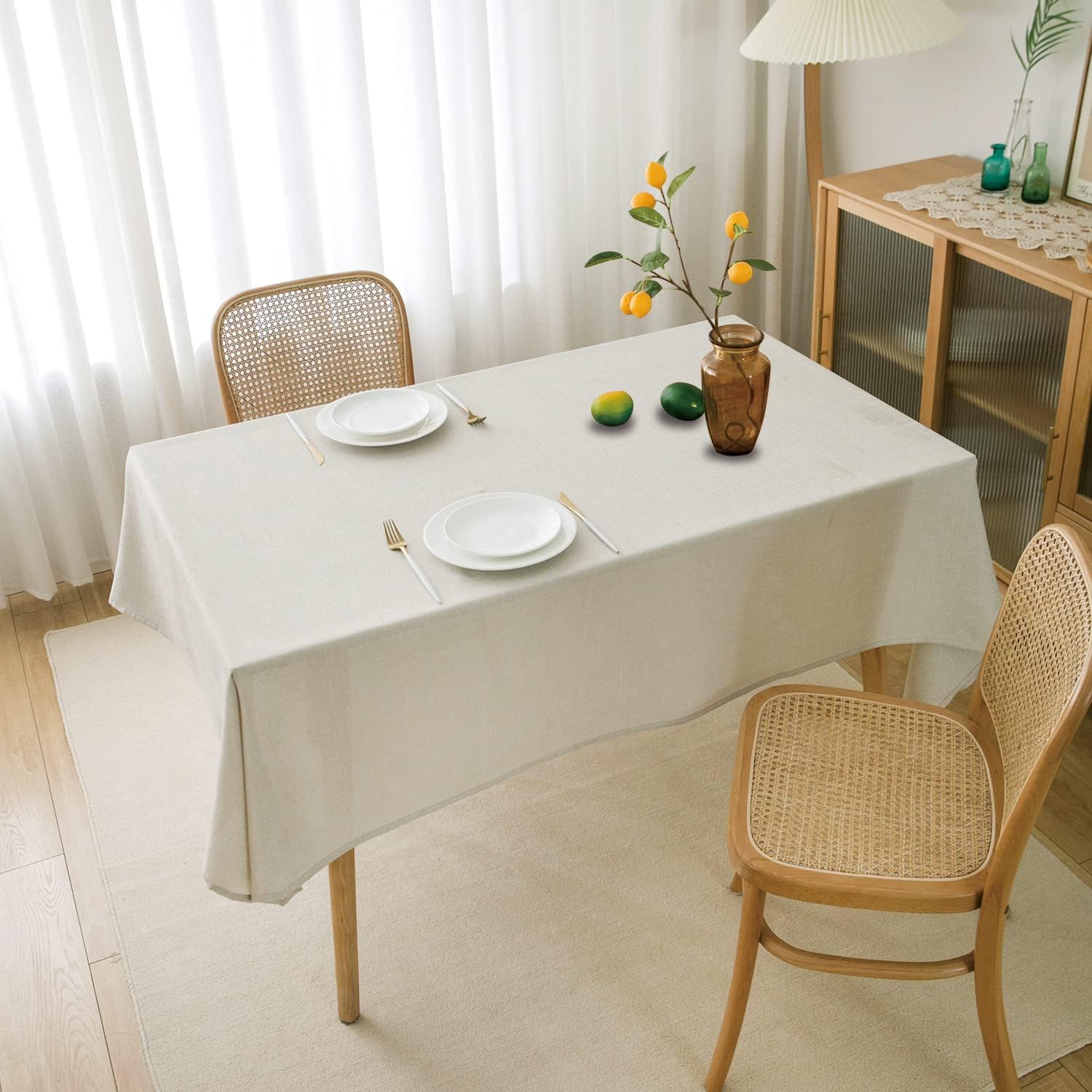 NLMUVW Linen Table Cover 54x78 Inch Rustic Water Resistant