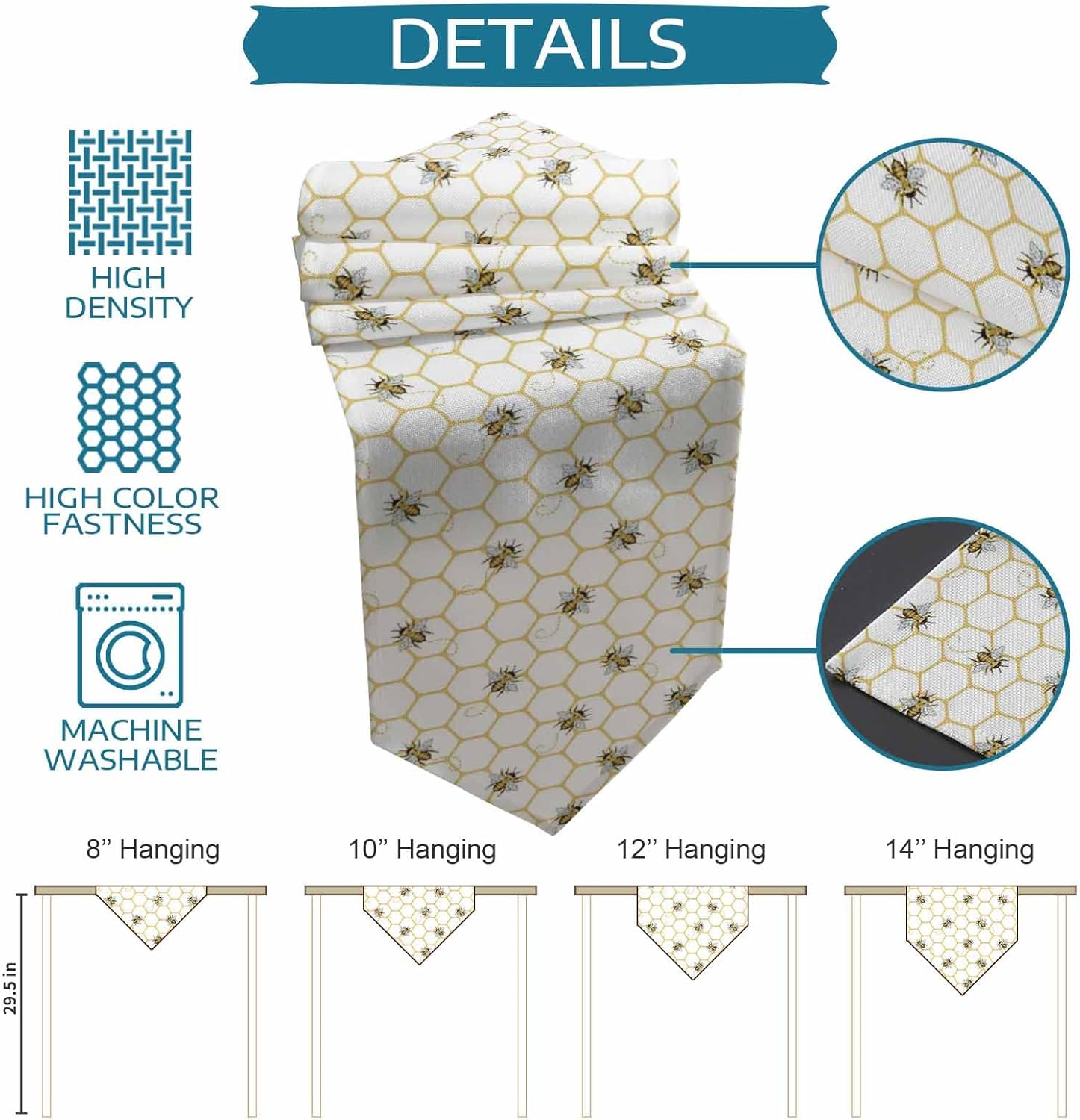 BABE MAPS Bee Table Runner 13x70in