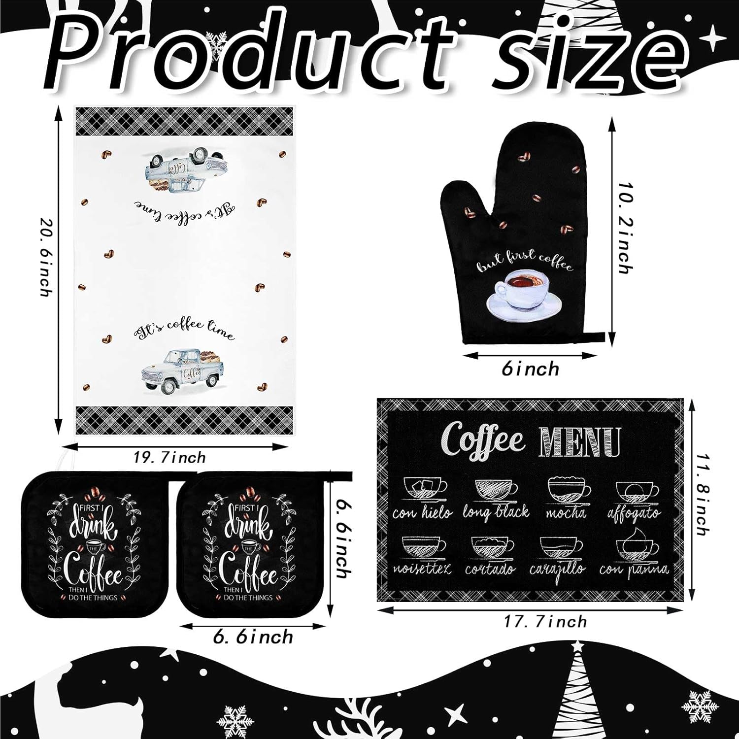 Bencailor 6 Pcs Kitchen Towel and Pot Holder Set