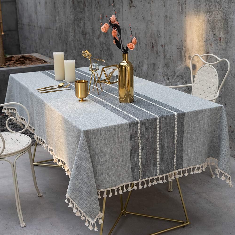 TEWENE Premium Linen Tablecloth 55x102 Gray 1