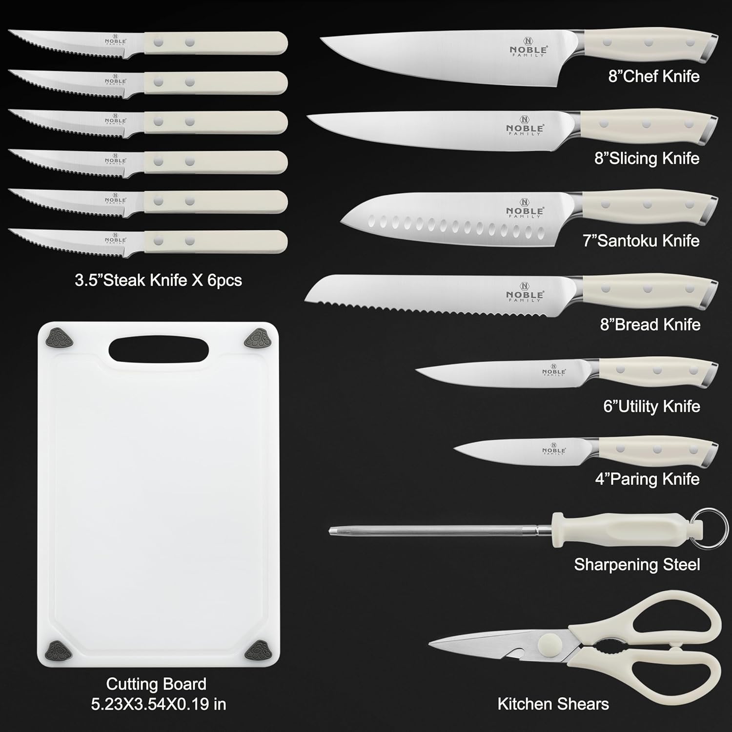 Complete 16-Piece Kitchen Knife Set with Wooden Block