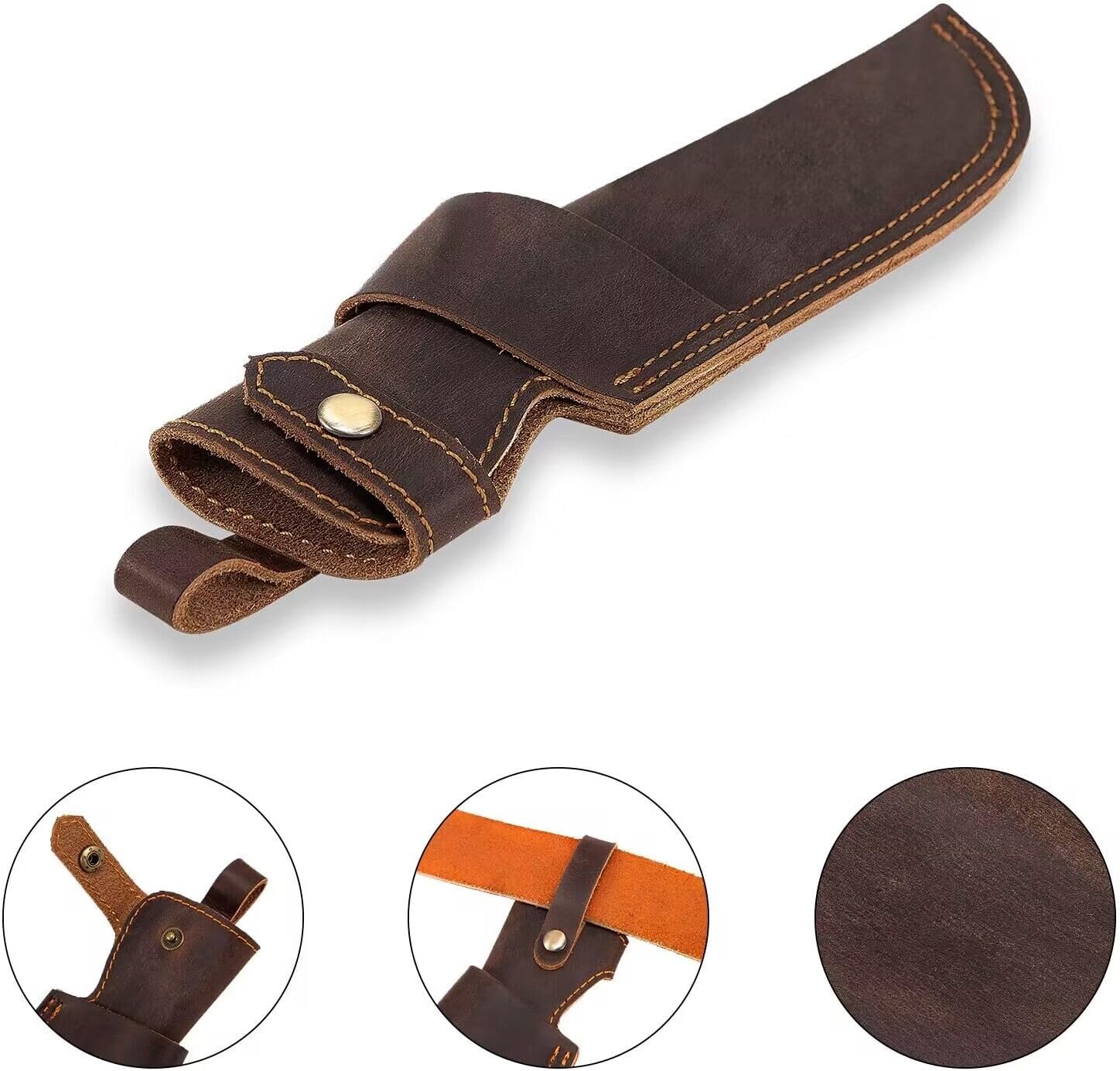 Leather Knife Sheath for 5-inch Blade Belt-Carrying Protection