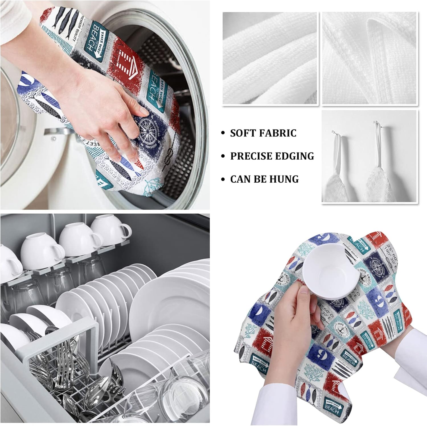 ZOE GARDEN Ocean Anchor Kitchen Towels 4-PC 18x28