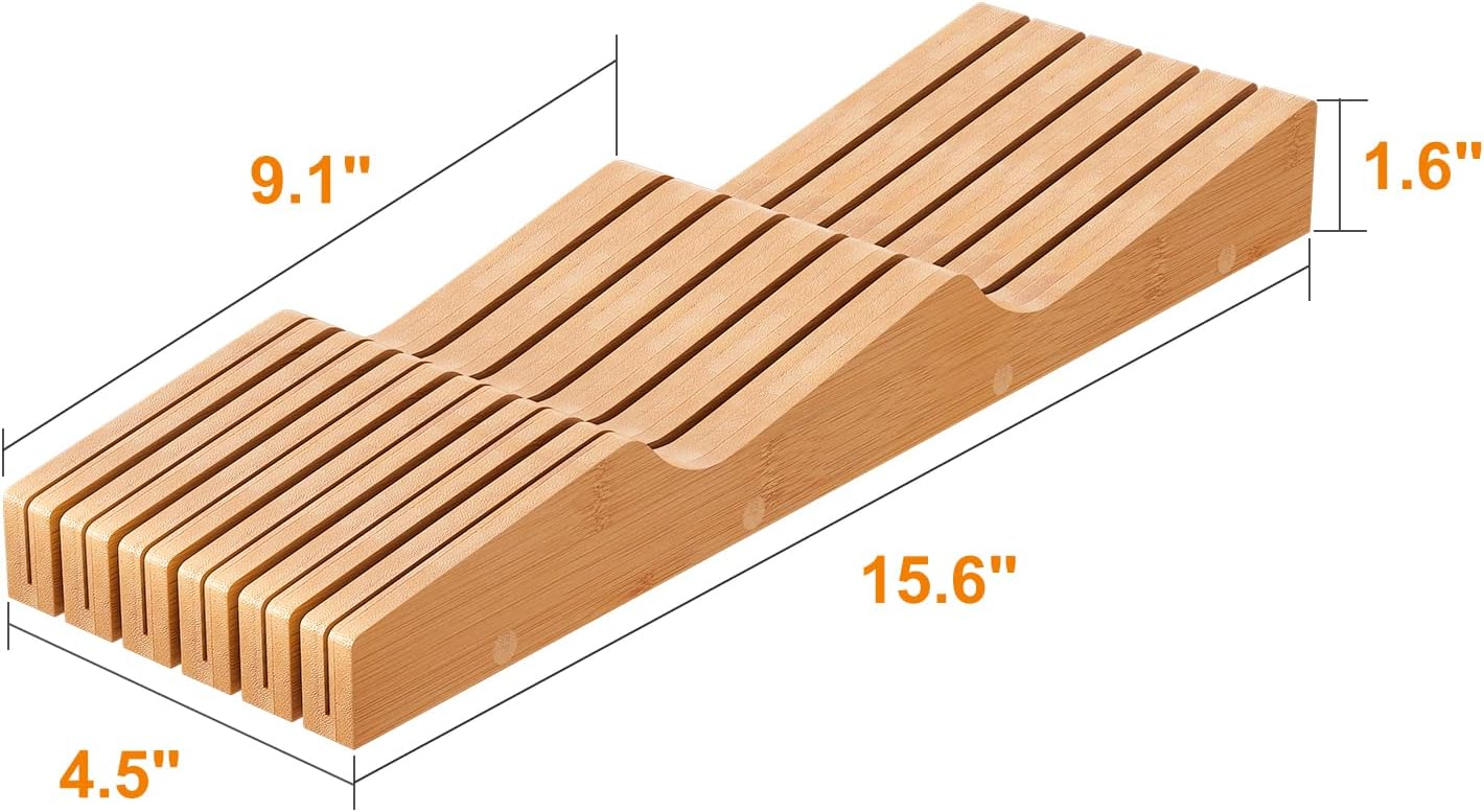 GHWIE Bamboo Knife Block Organizer for Drawer