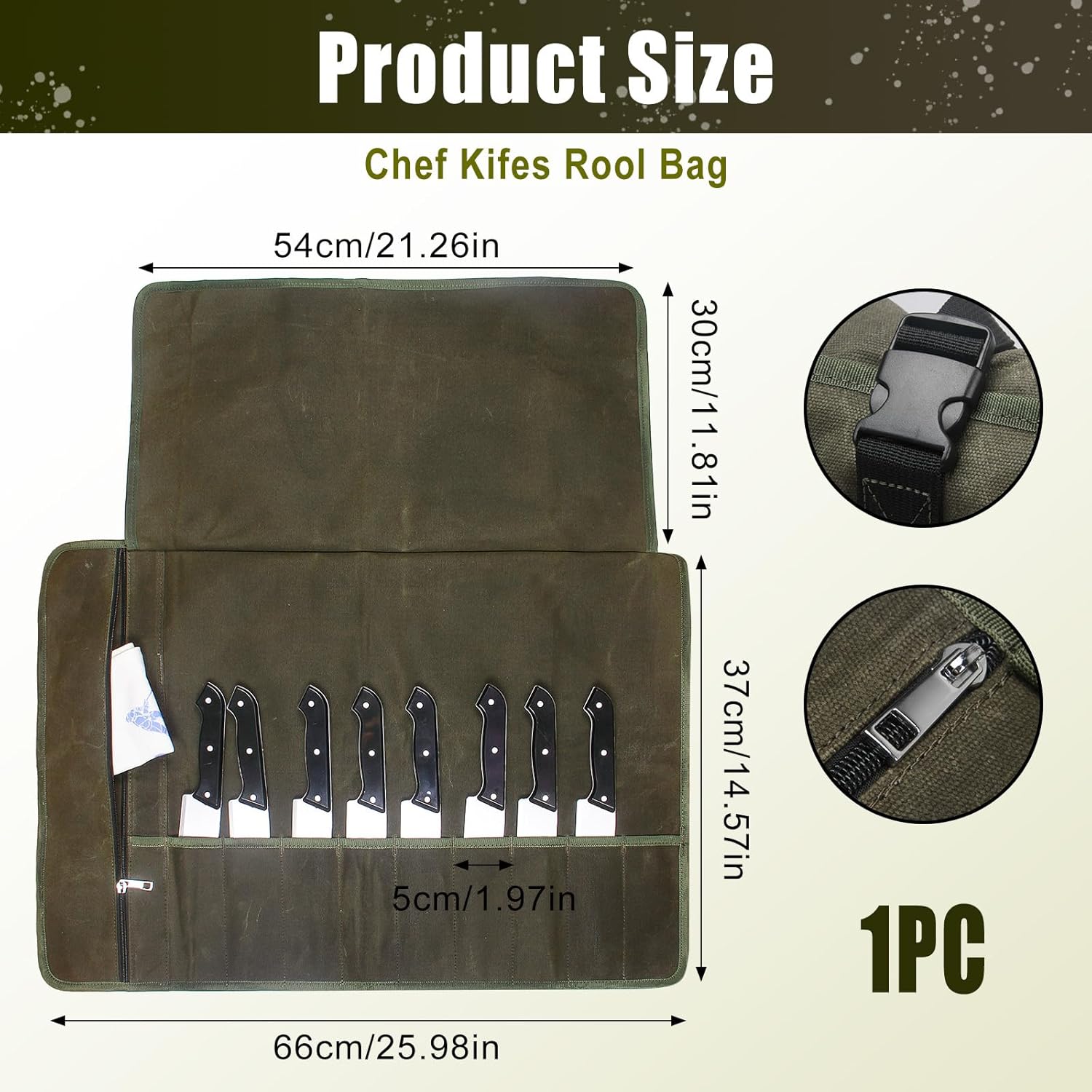 QEES Durable Chefs Knife Roll Bag