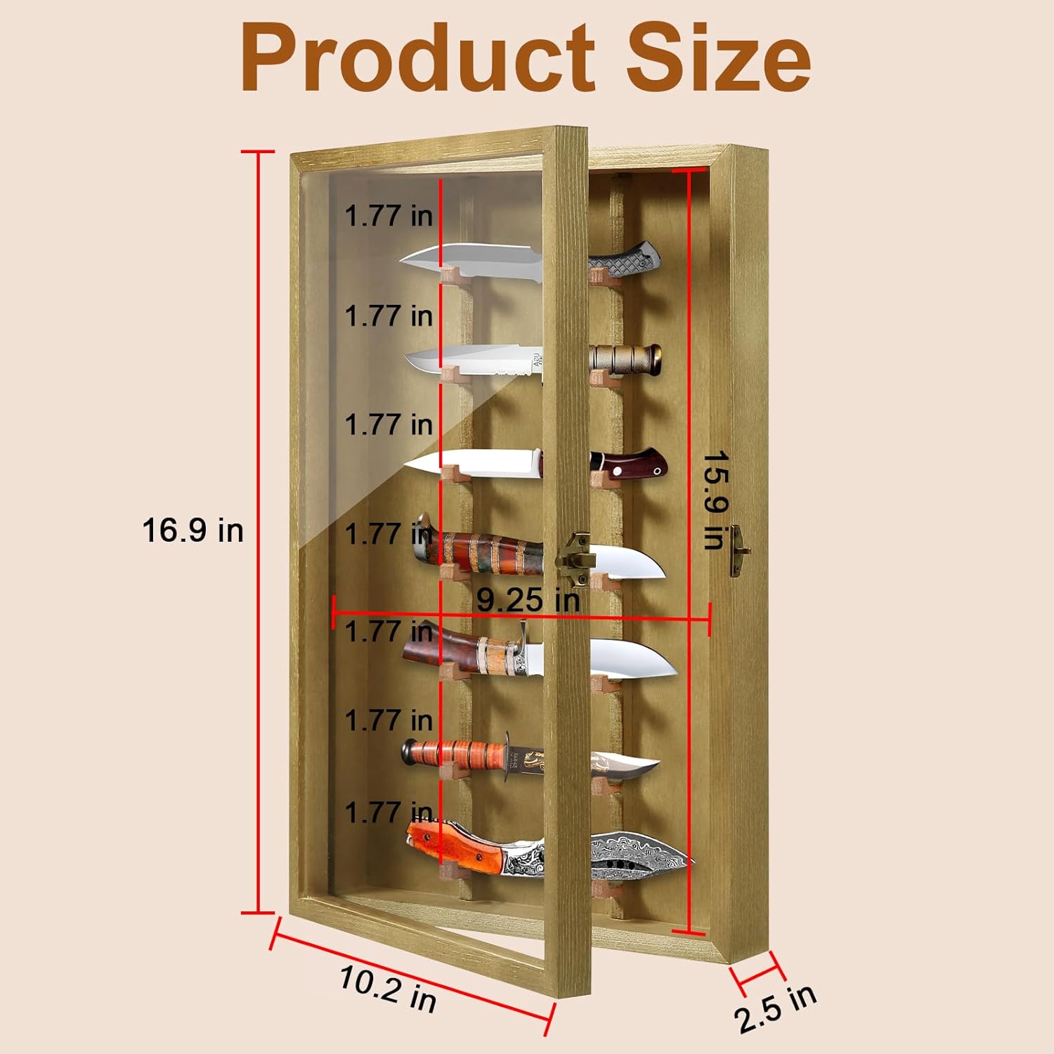 Triceratops Wooden Knife Display Stand with Lockable Acrylic Door