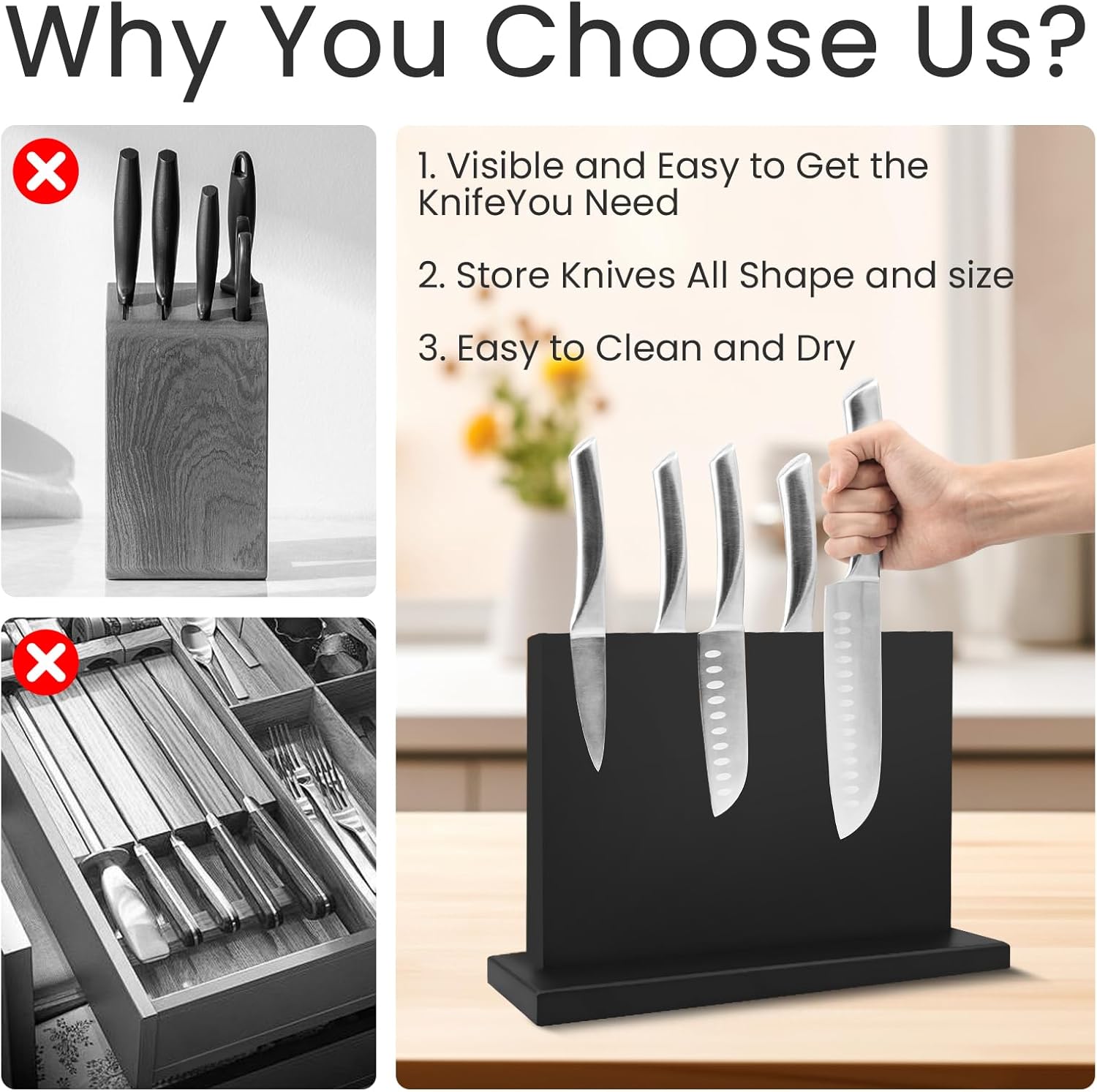 Black Magnetic Knife Holder