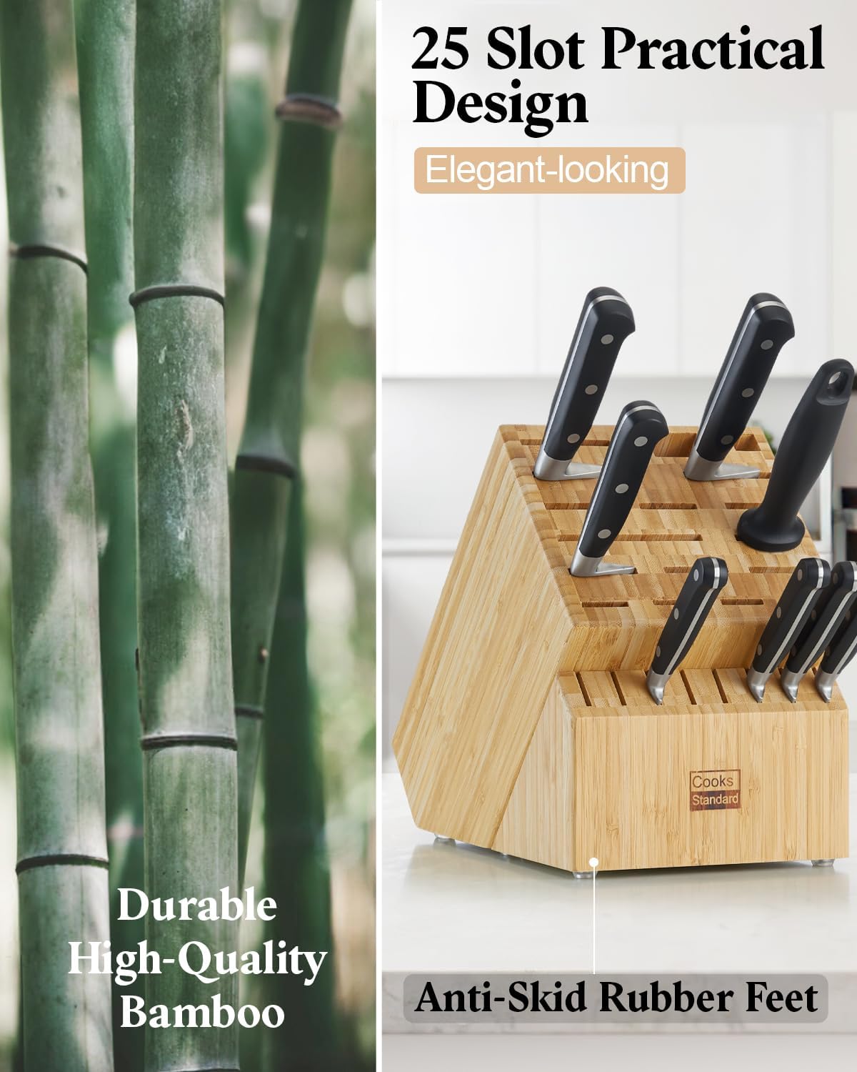 Bamboo Knife Block Holder 25 Slot X-LargeCooks Standard