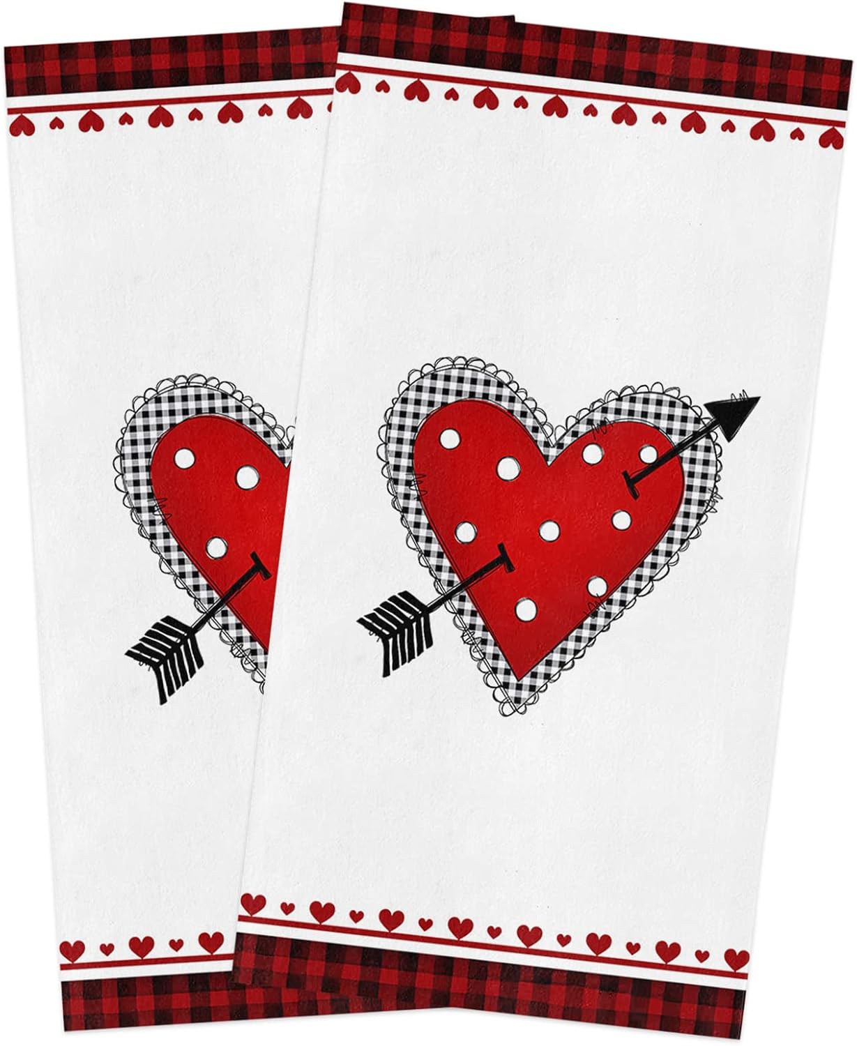 Homie Kitchen Towels Heart Design Red Microfiber 18x28 2-Pack