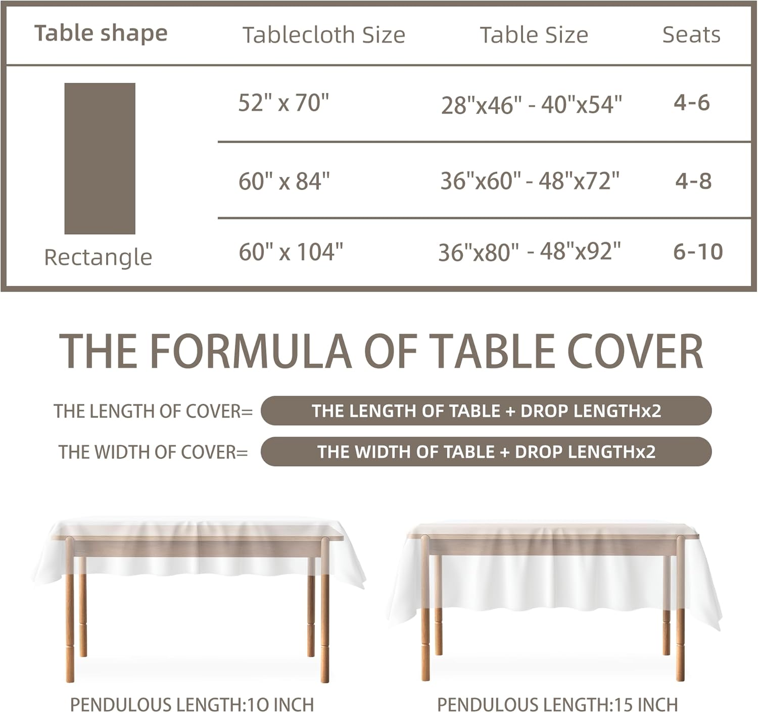 Poposa Rectangle Tablecloth 52x70 inches Sage Green