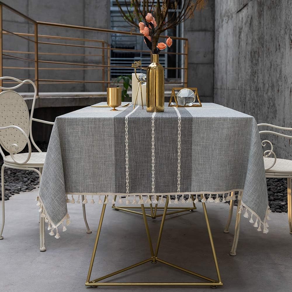 TEWENE Premium Linen Tablecloth 55x102 Gray 1