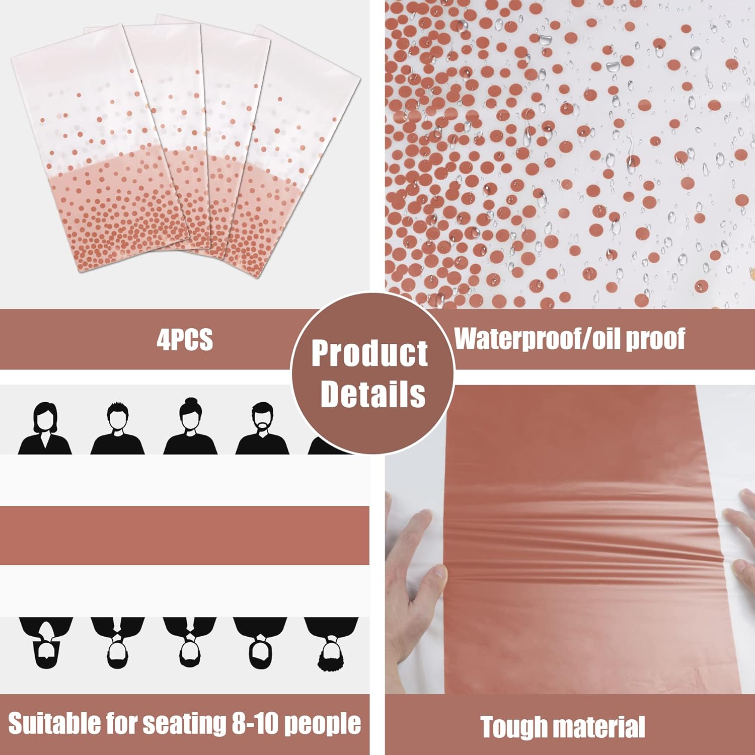 OHOME 8-Pack Disposable Plastic Table Cloths for Parties Elegant Design