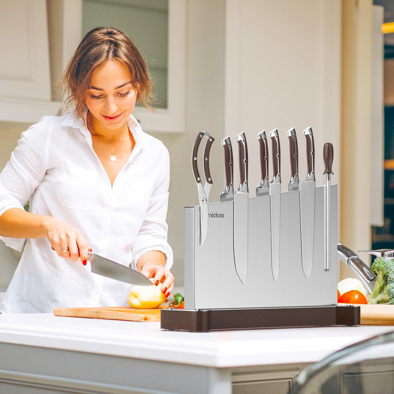 Magnetic Extra Large Stainless Steel Knife Holder Double Sided