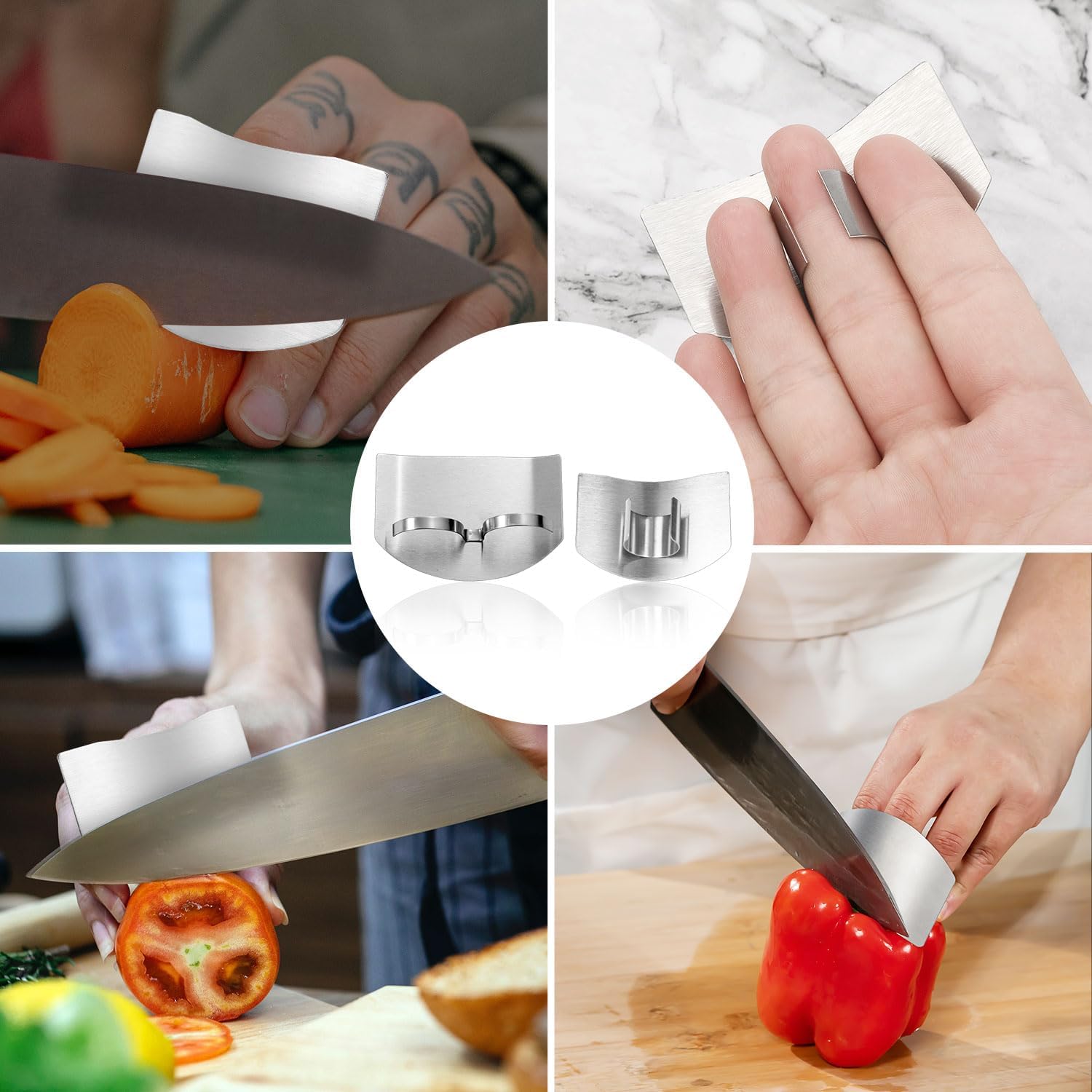 8pcs Stainless Steel Finger Guards with Open-Ring Design