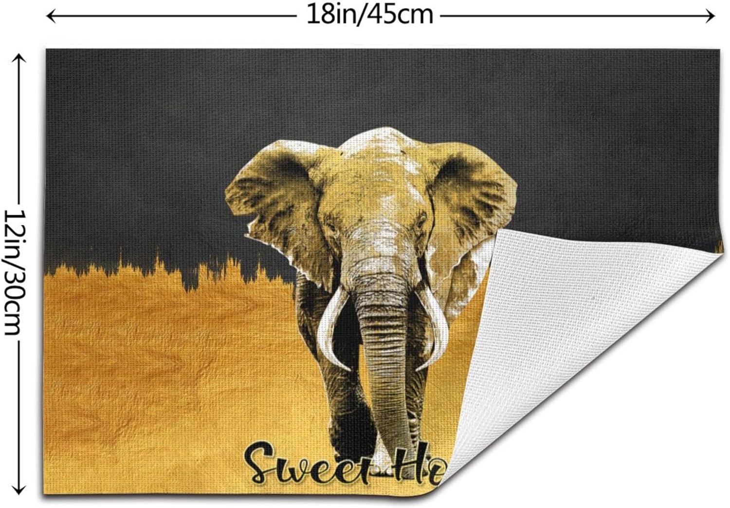 Elephant Placemats Set of 4 Black Gold Table Mats