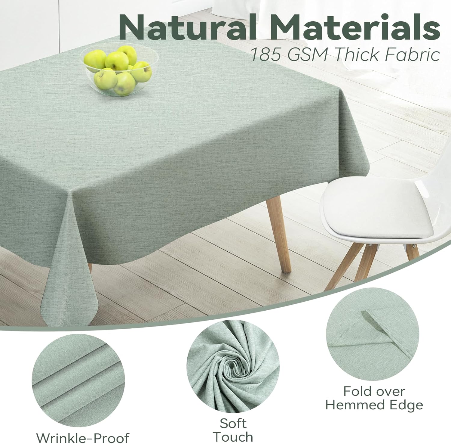Poposa Rectangle Tablecloth 52x70 inches Sage Green
