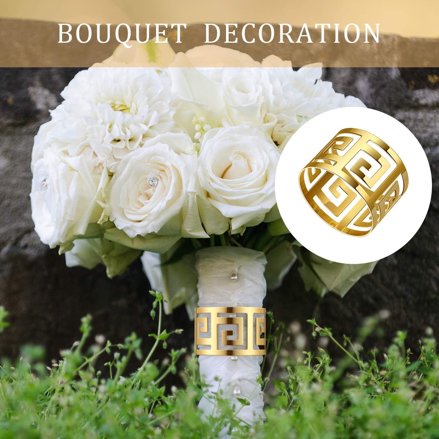 96 Pcs Gold Napkin Rings Elegant Holder Set
