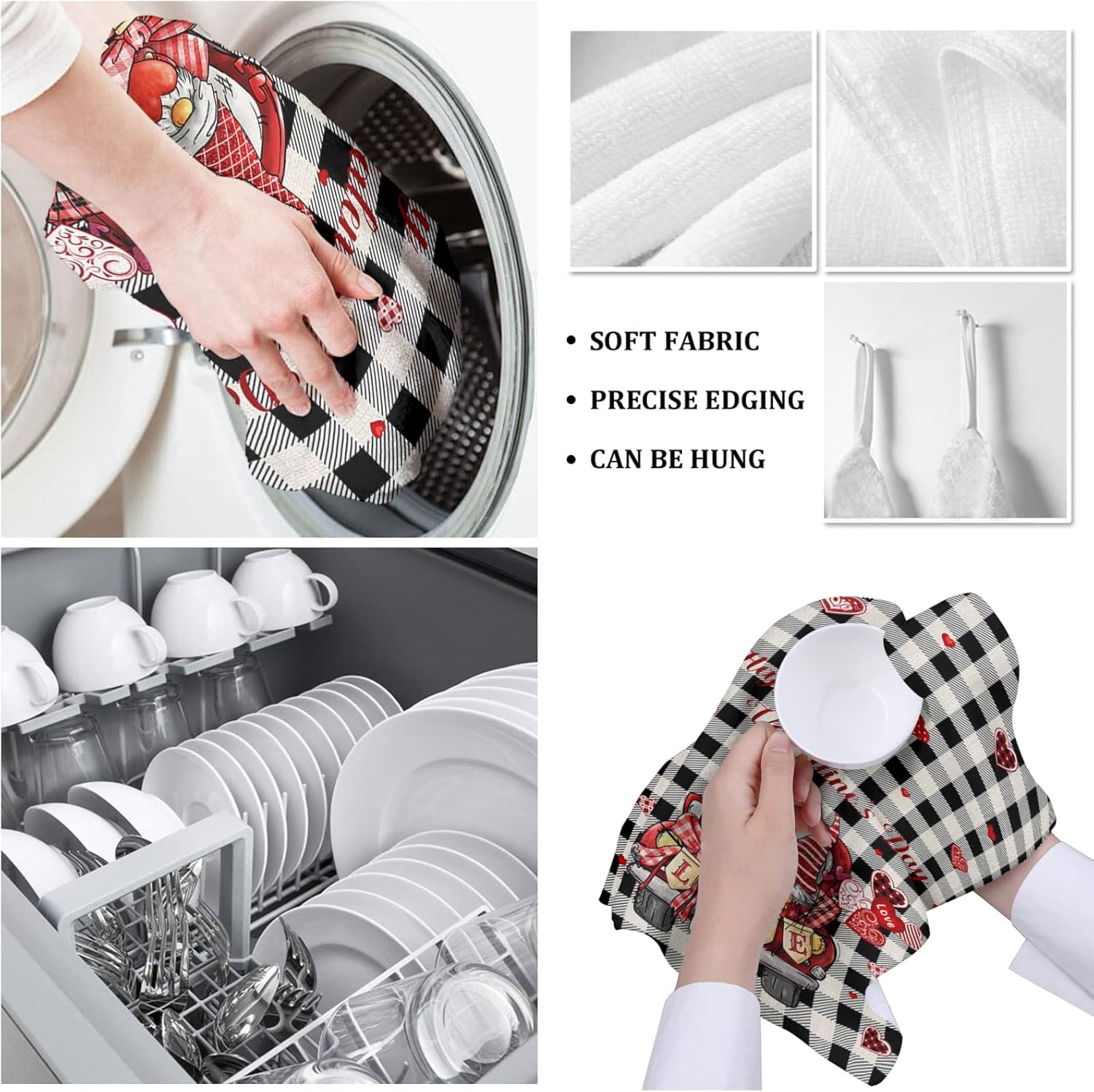 Vivid Plaid Gnomes Kitchen Towels for Modern Living Spaces