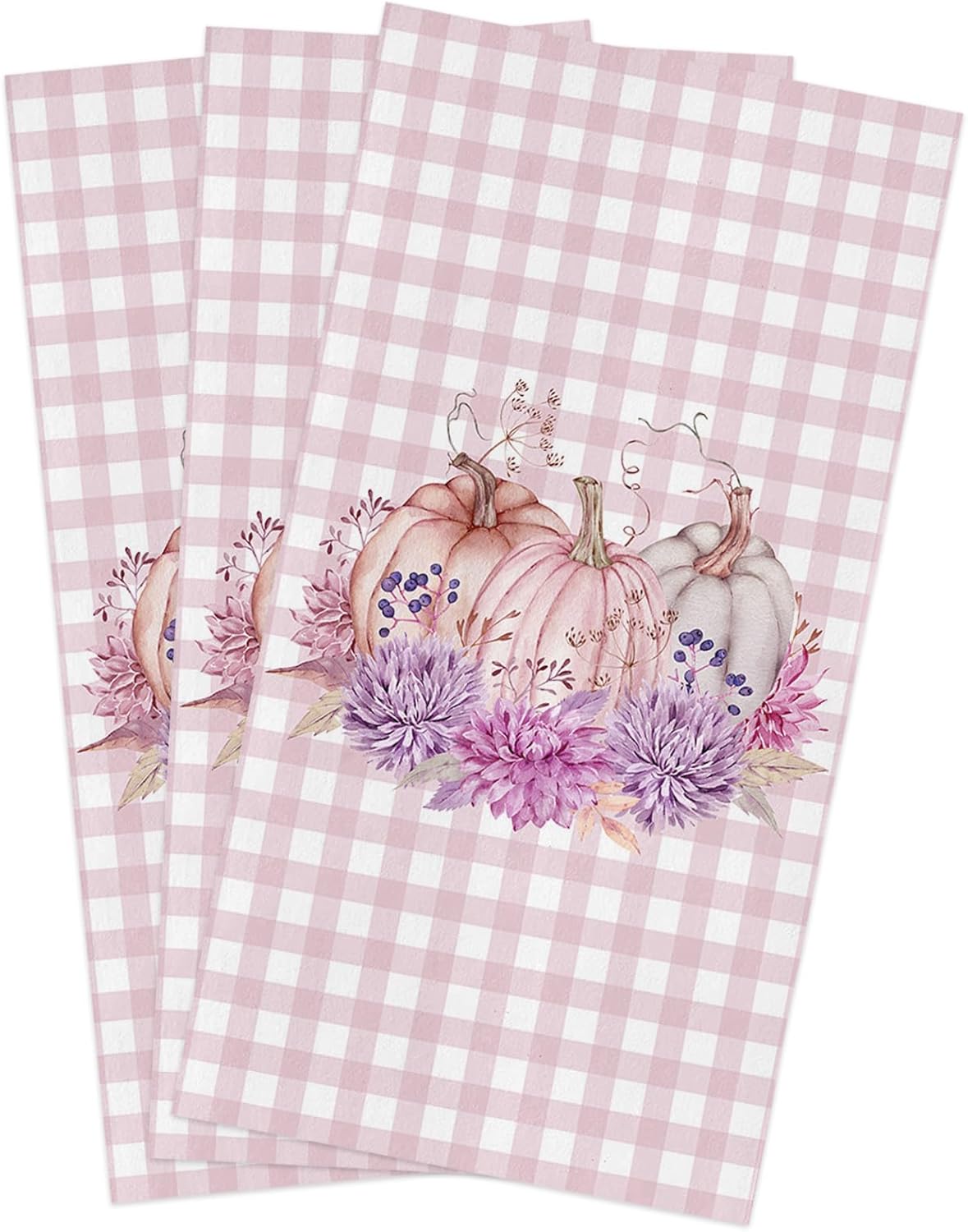 Stylish Pink Pumpkin Kitchen Towels