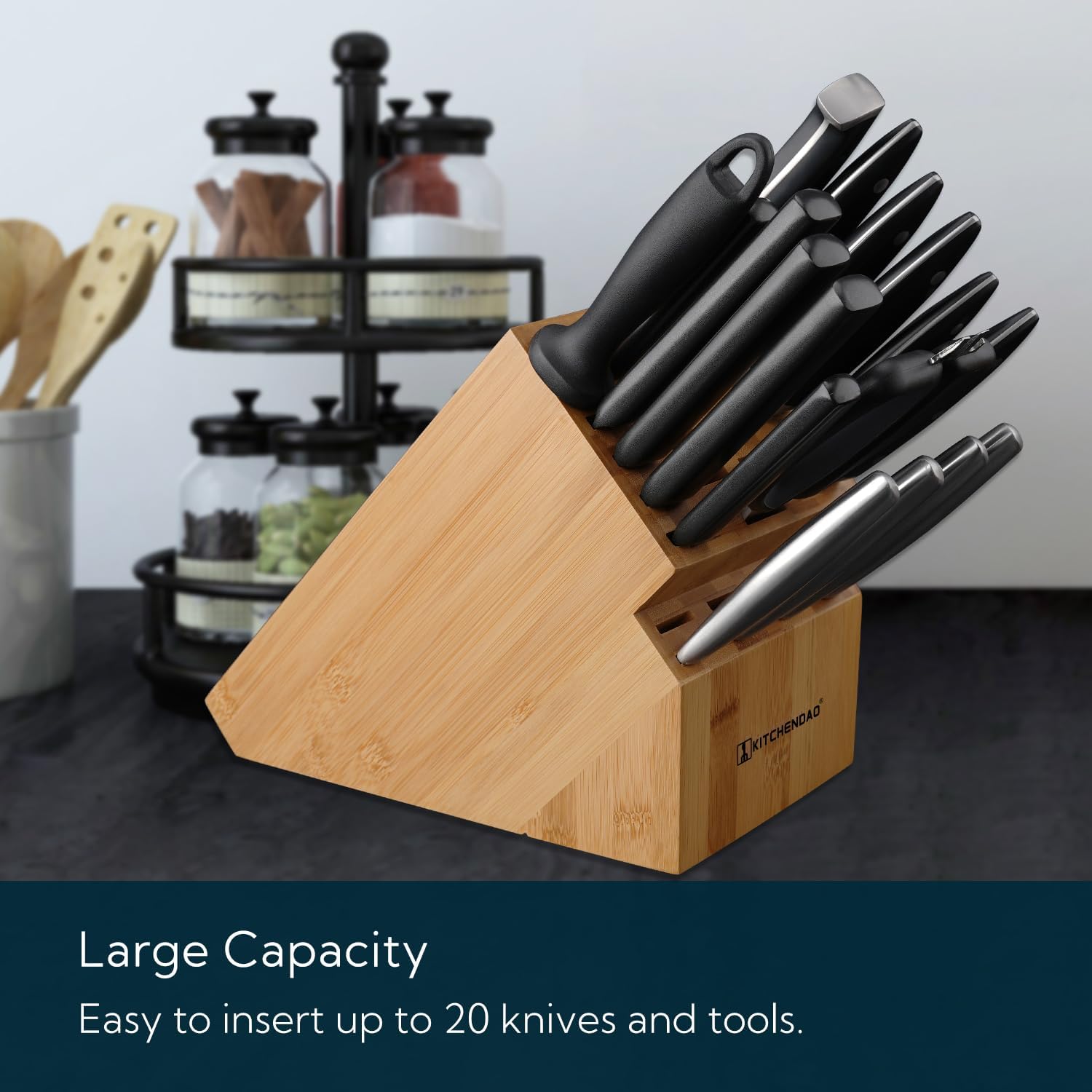 20 Slot Bamboo Knife Block
