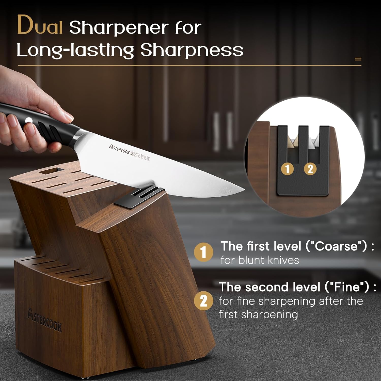 Premium German Steel Knife Set with Dual Sharpener Aesthetic Handle Design