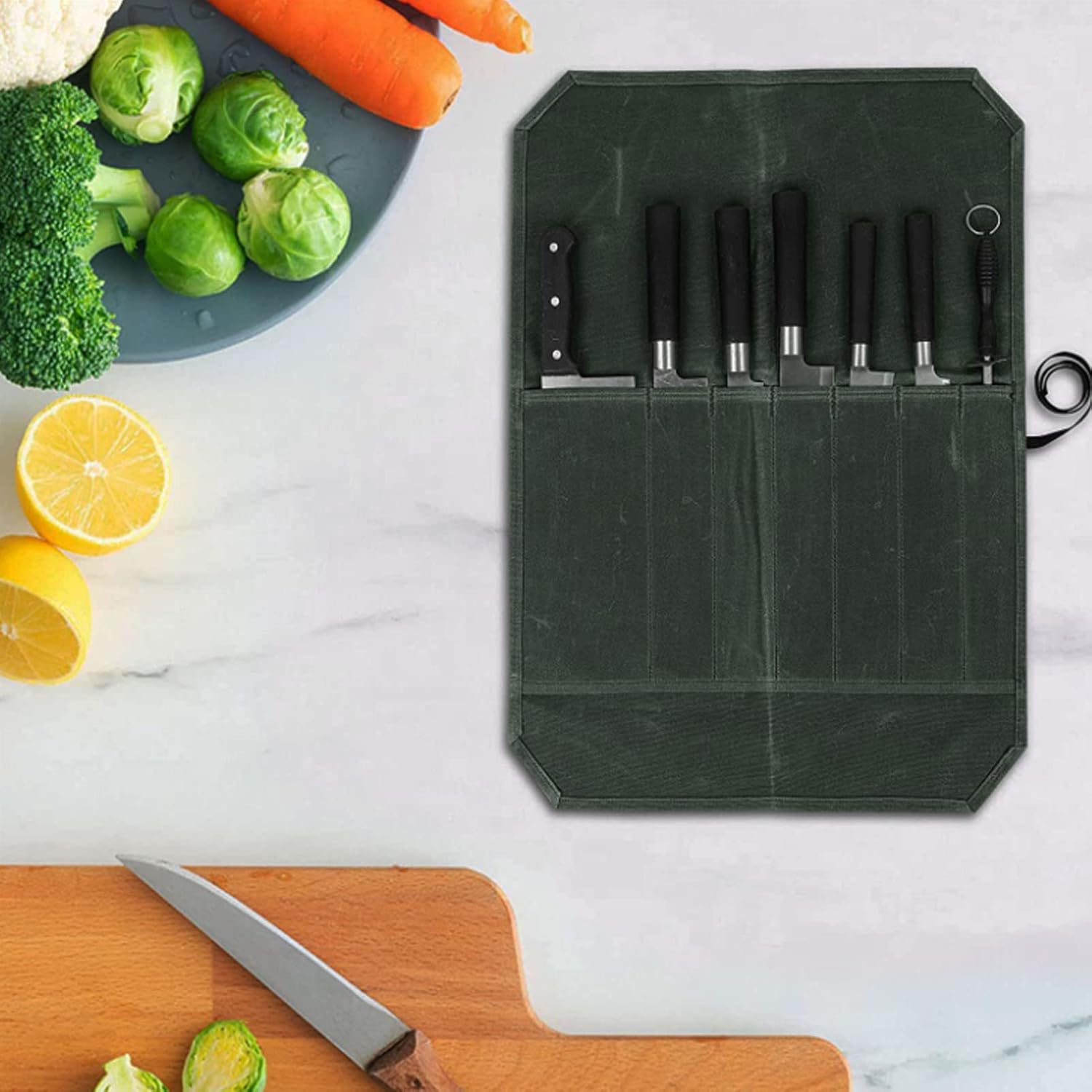 Kuuleyn Professional Kitchen Knife Roll Bag Green