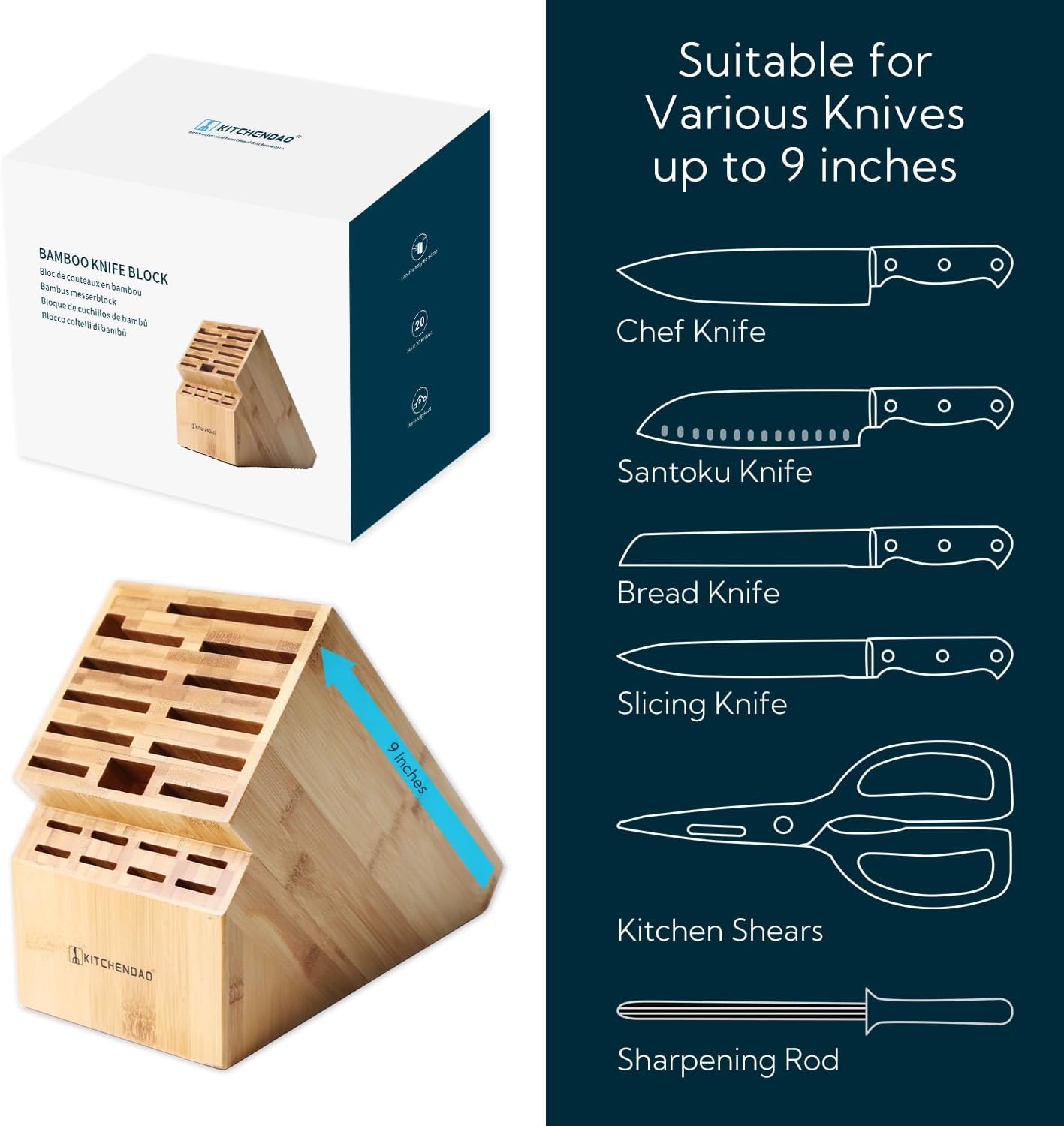 20 Slot Bamboo Knife Block