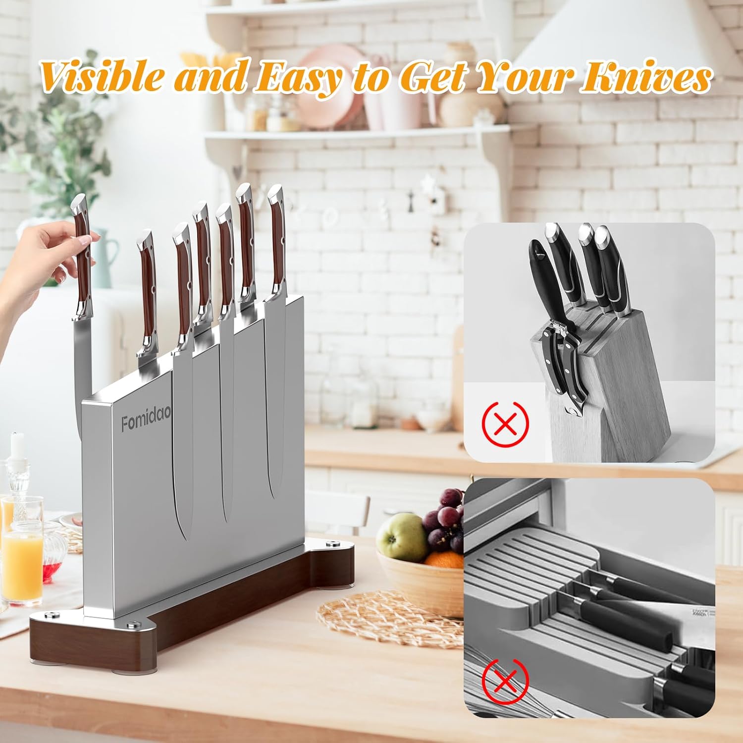Magnetic Extra Large Stainless Steel Knife Holder Double Sided