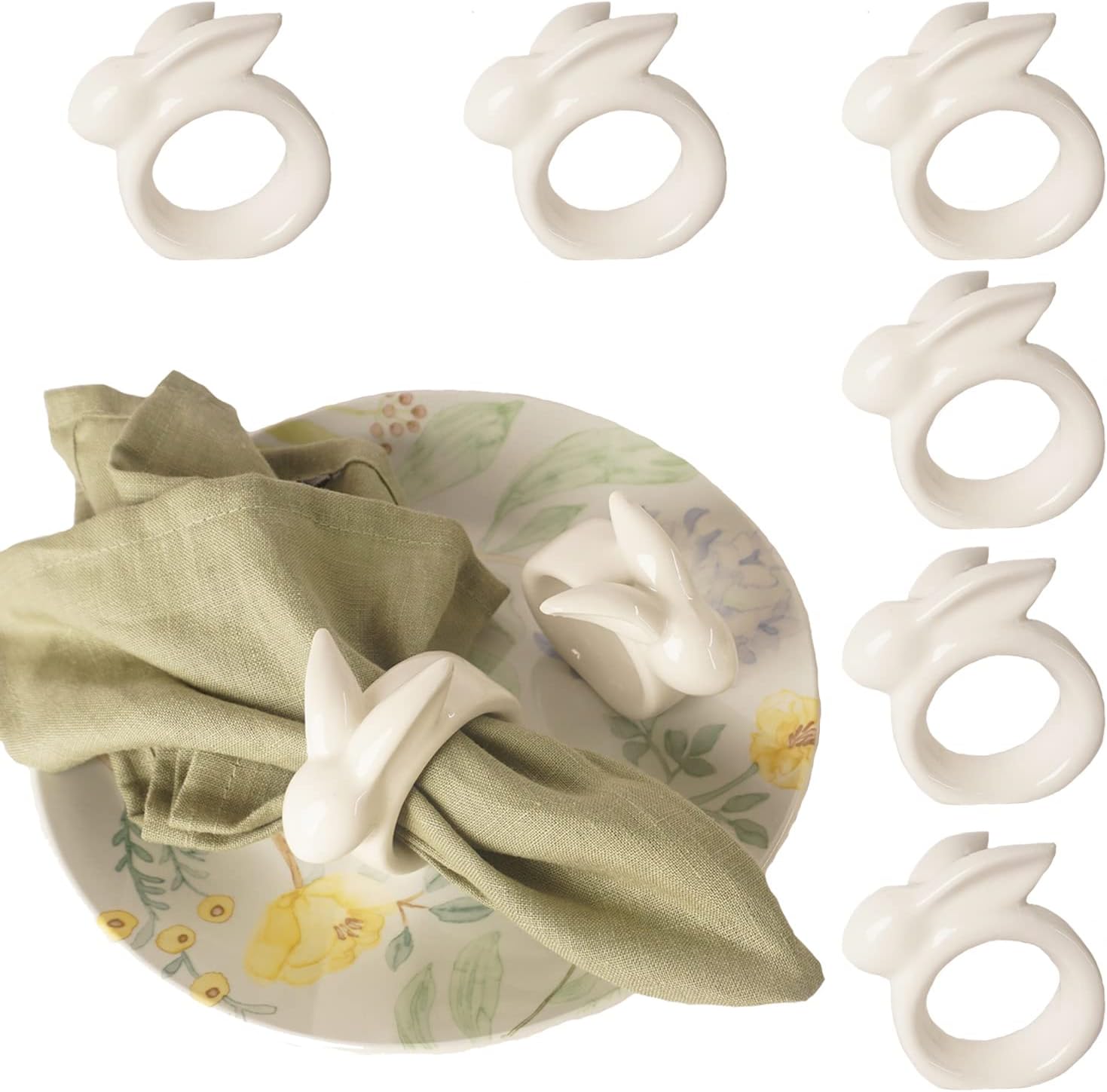 Easter Bunny Napkin Rings Set of 6 - Perfect for Tables