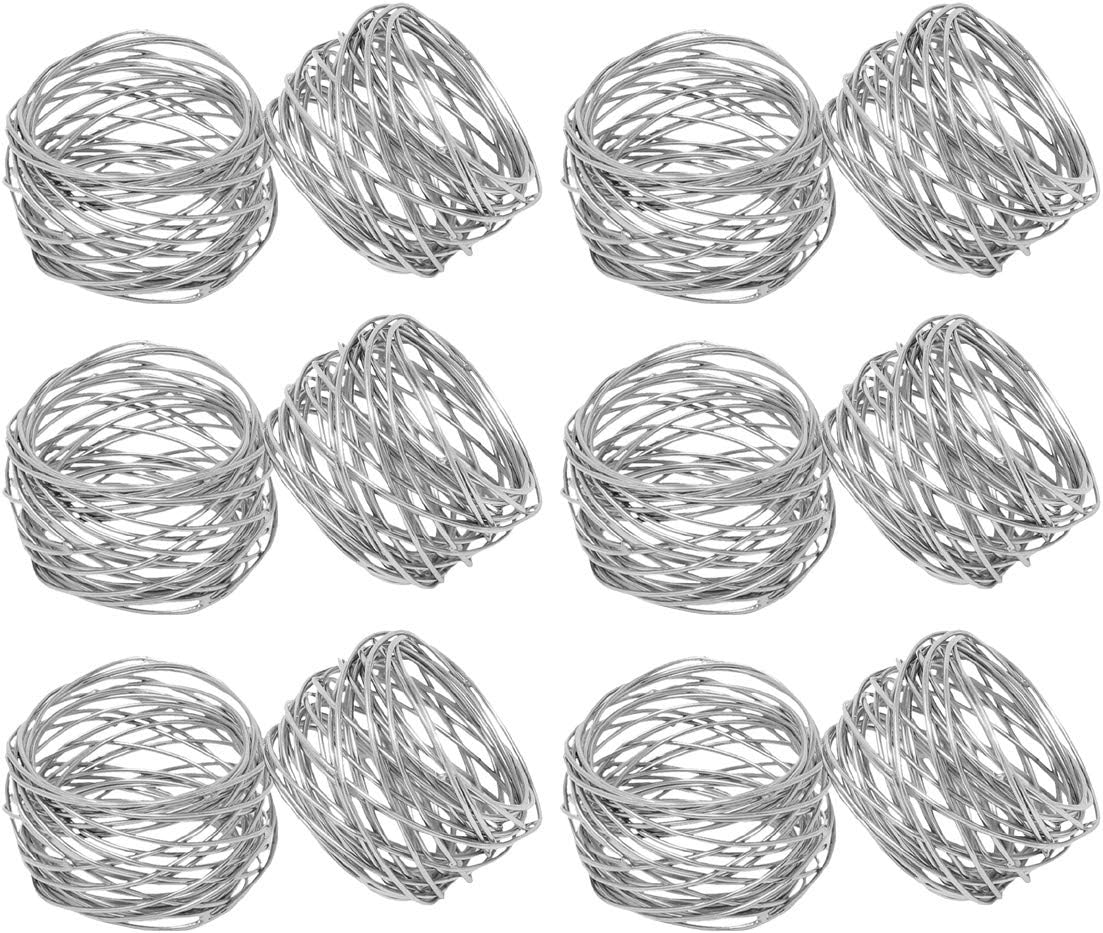 SKAVIJ 2 Inch Silver Napkin Rings Set of 12