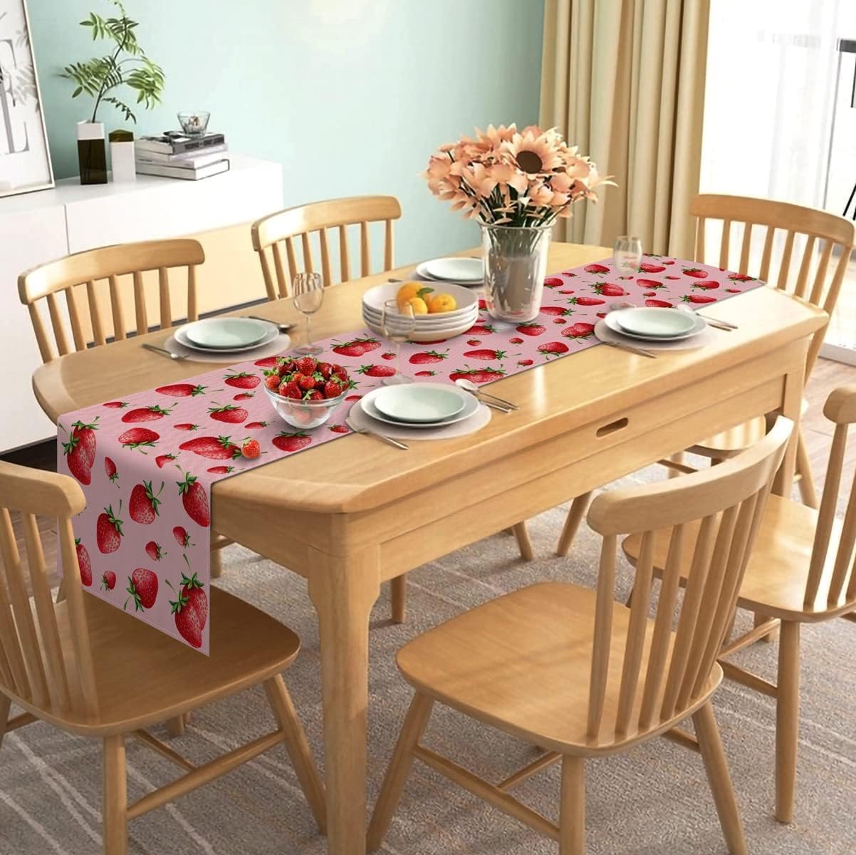 Rustic Strawberry Table Runner for Gatherings
