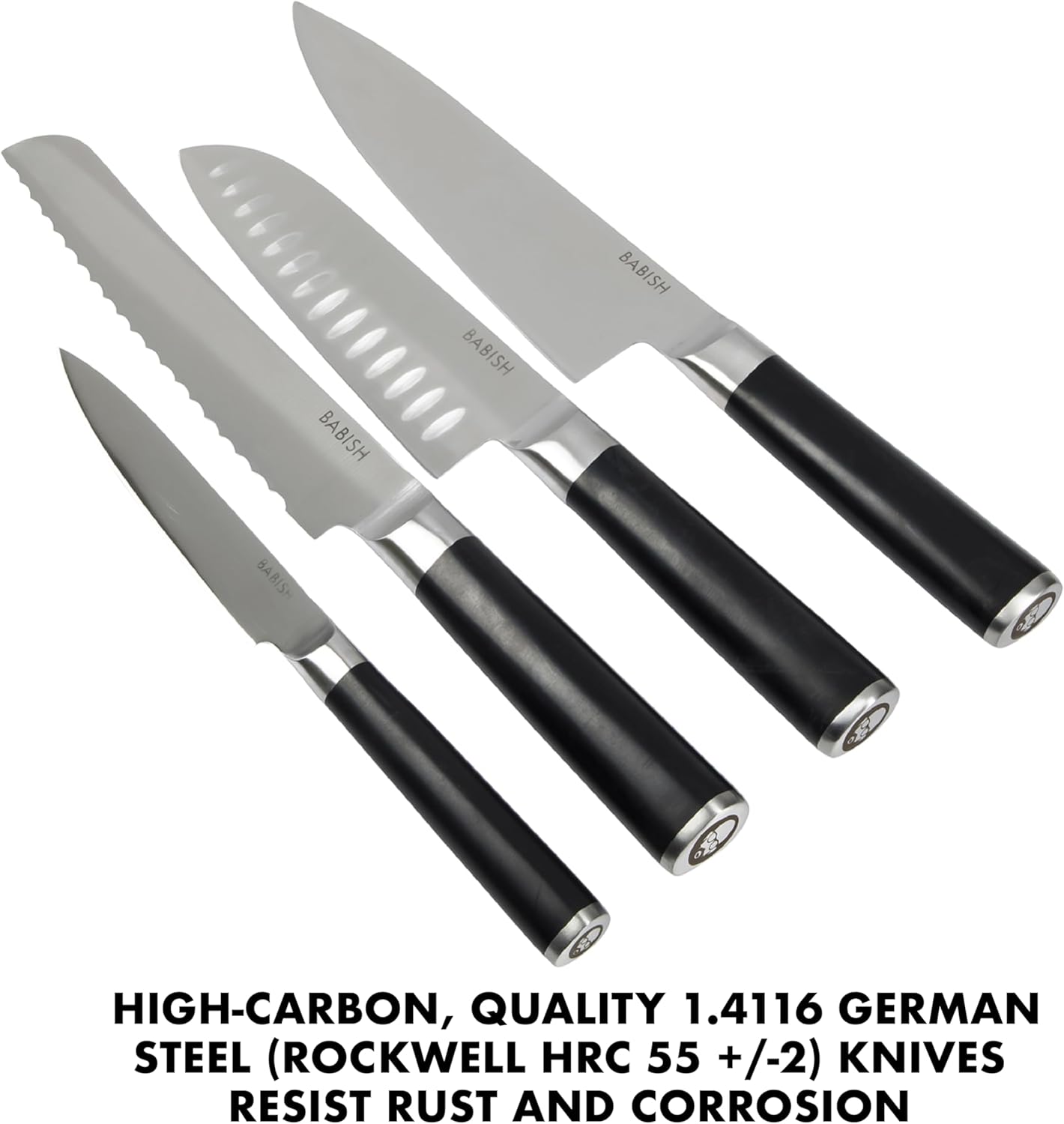 Babish 5 Piece German Steel Magnetic Forged Kitchen Knife Block Set