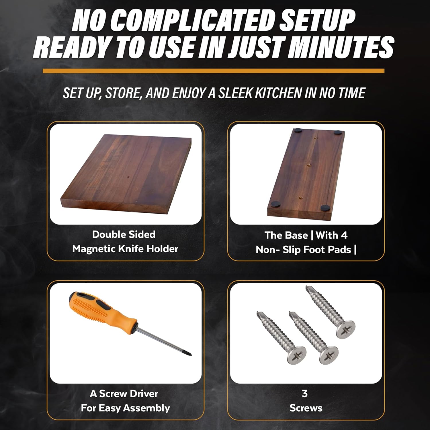 Dual-Sided Wooden Magnetic Knife Holder