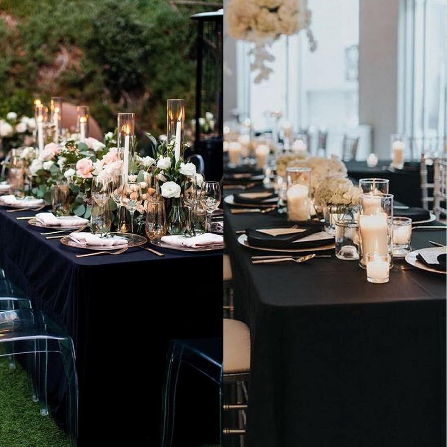 6 Pack Black Tablecloth Set