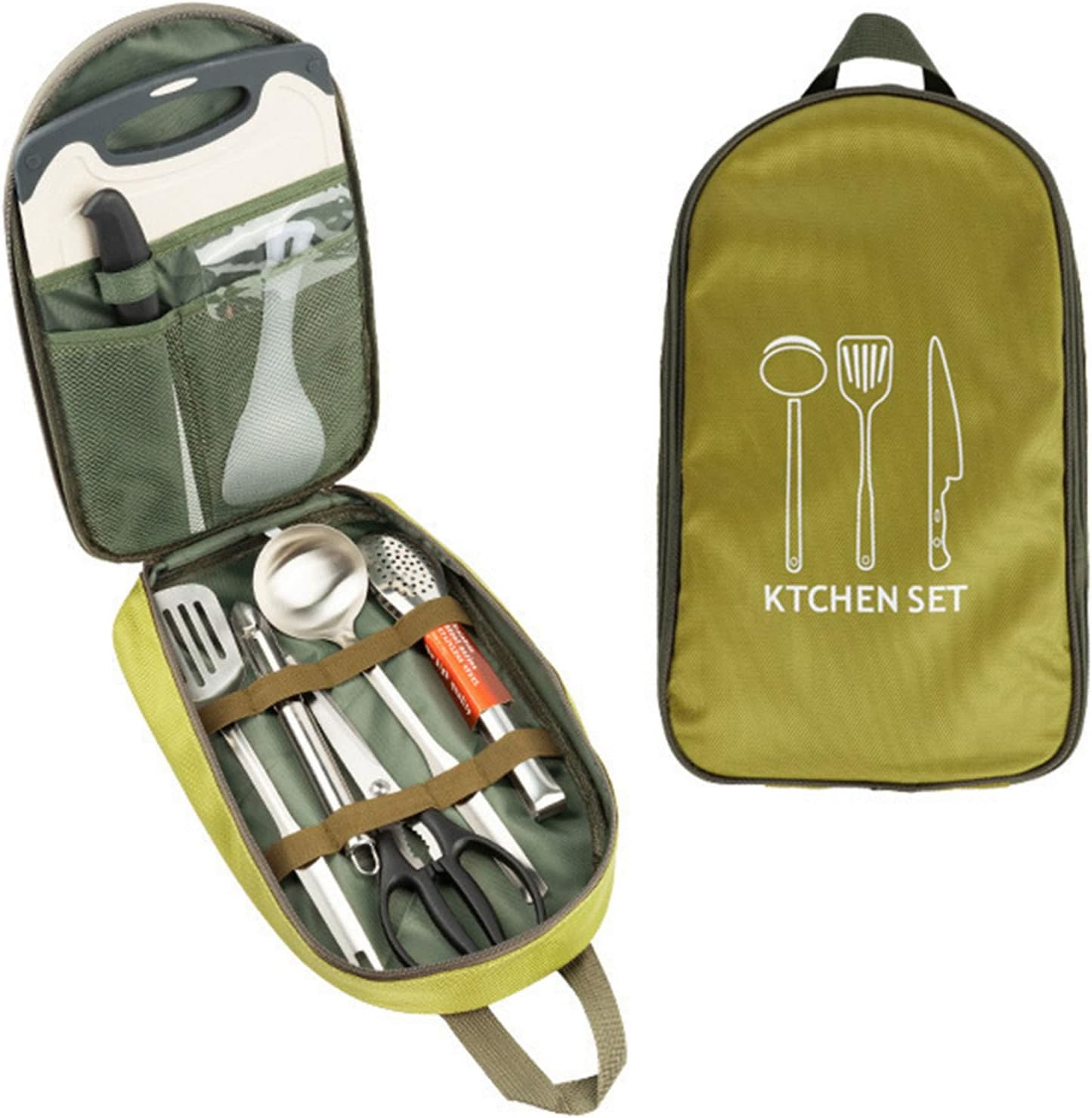 Jaugufiy Chef Knife Bag Portable Waterproof Cutlery Organizer Green