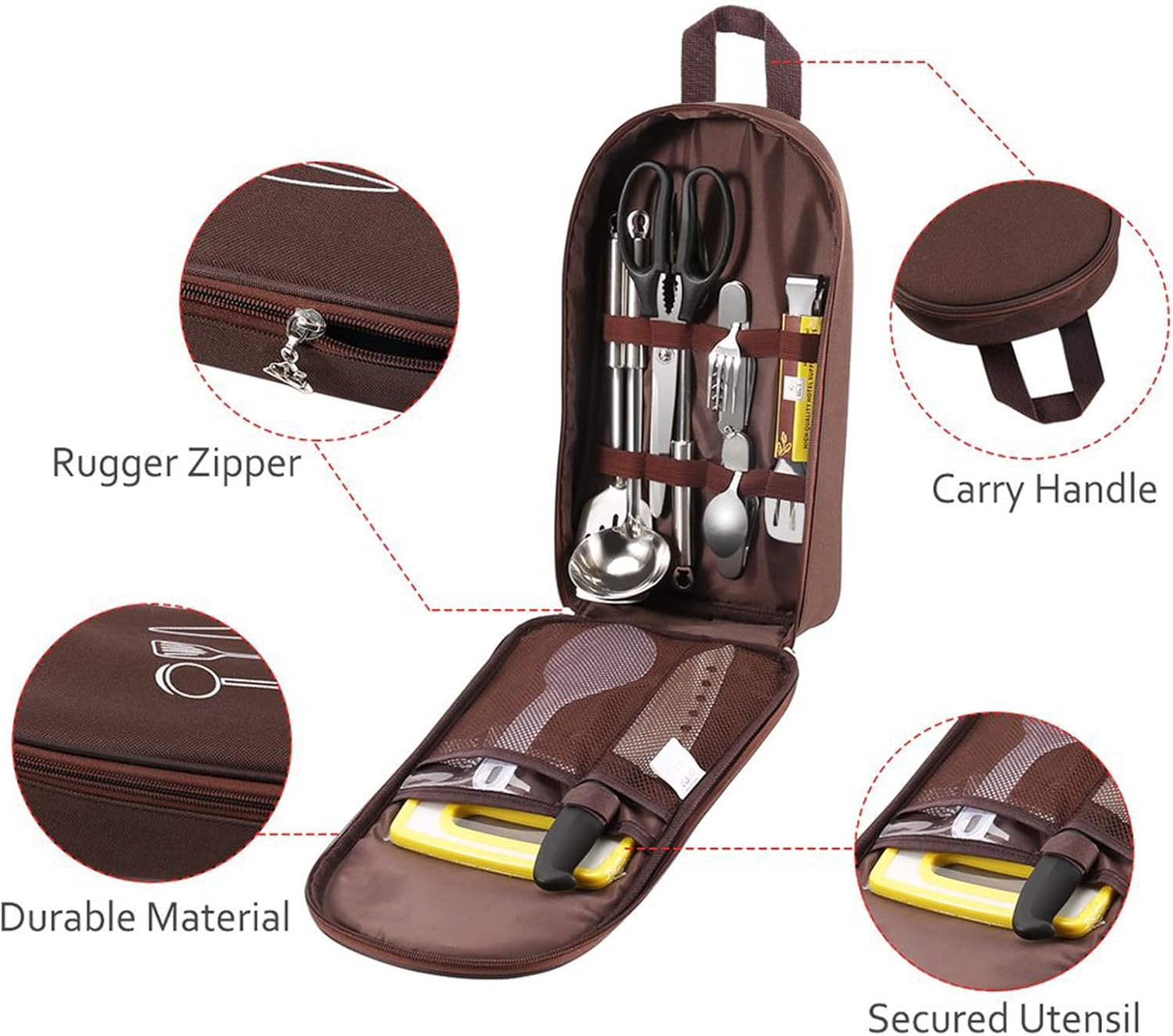 Jaugufiy Chef Knife Bag Portable Waterproof Cutlery Organizer Green