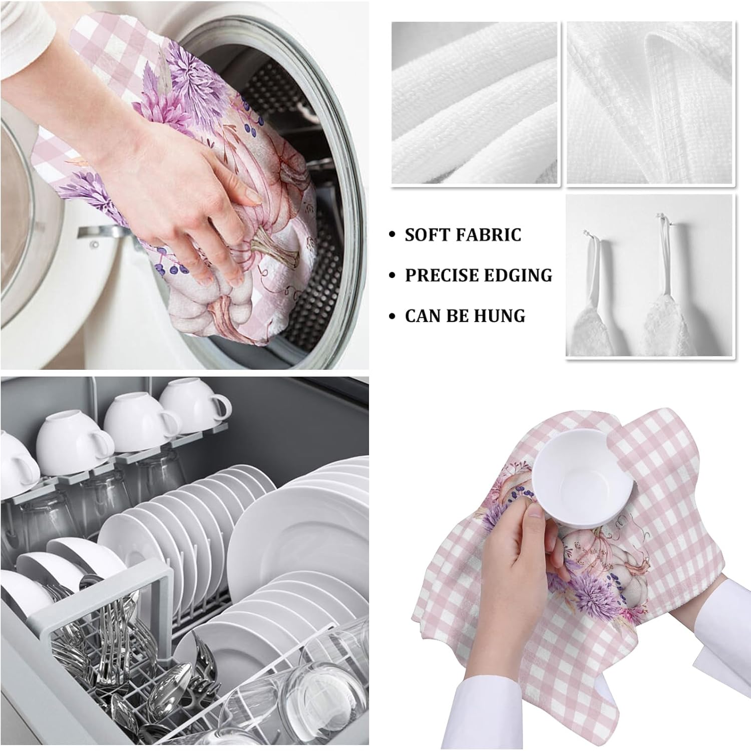 Stylish Pink Pumpkin Kitchen Towels