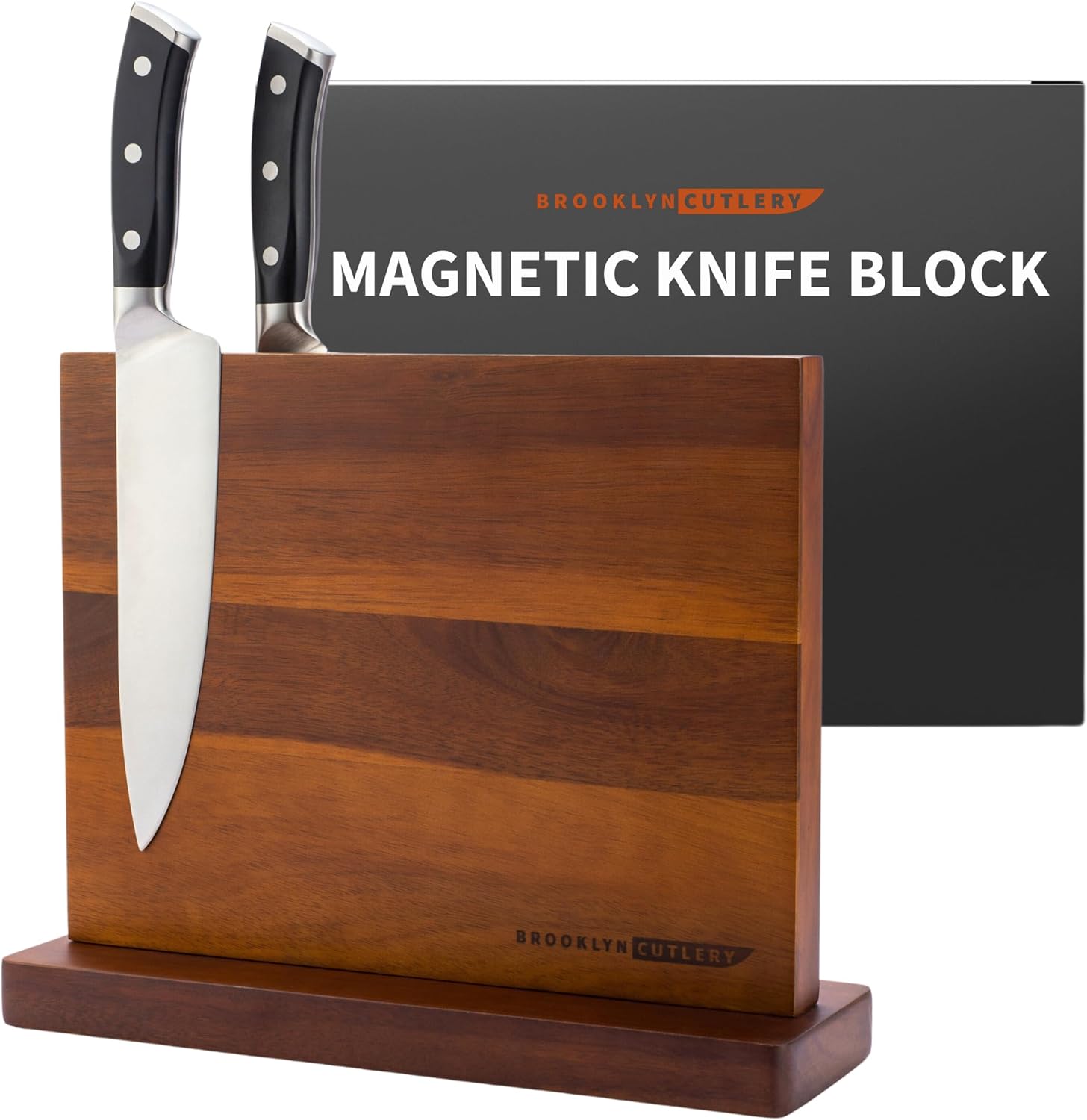 12-Piece Magnetic Acacia Wood Knife Block Durable Kitchen Gadget with 10 Knives