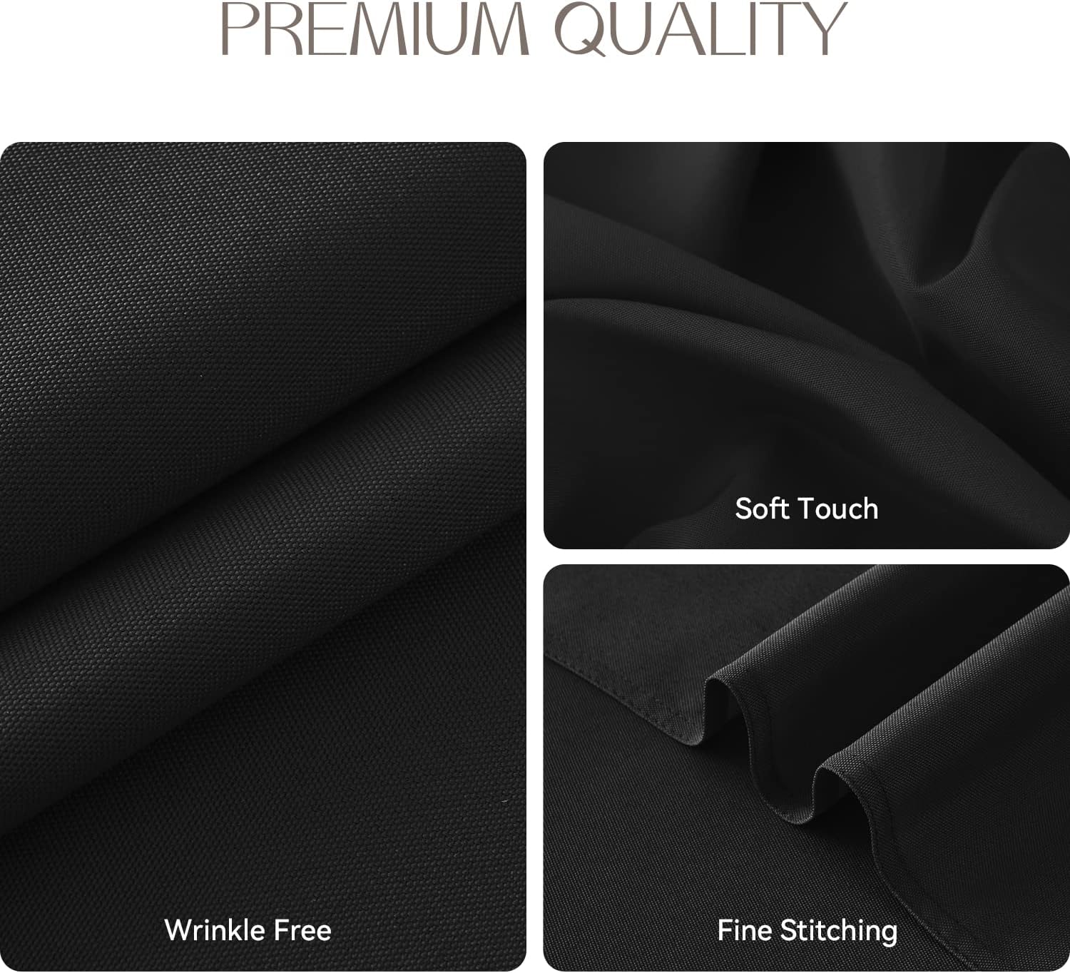 Romanstile Rectangle Tablecloth - Waterproof Wrinkle Resistant Washable 60x102 inch Black