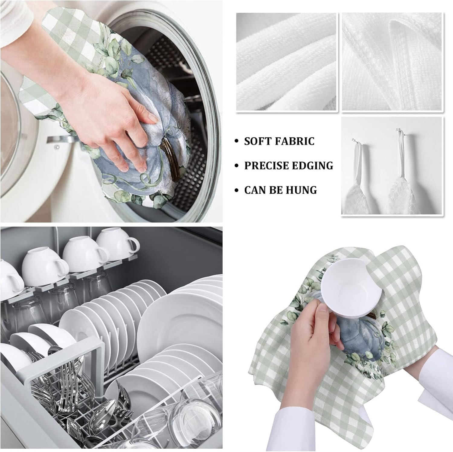 ZOE GARDEN pumpkin plaid kitchen dish towel quick dry absorbent machine washable
