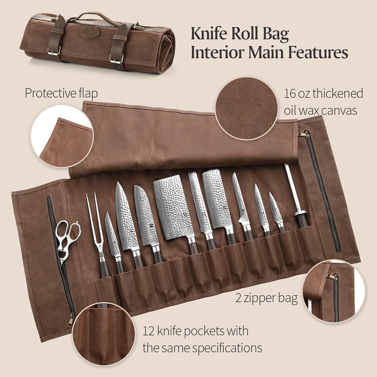 Premium Chef Knife Roll Bag - Durable Stylish by XINZUO