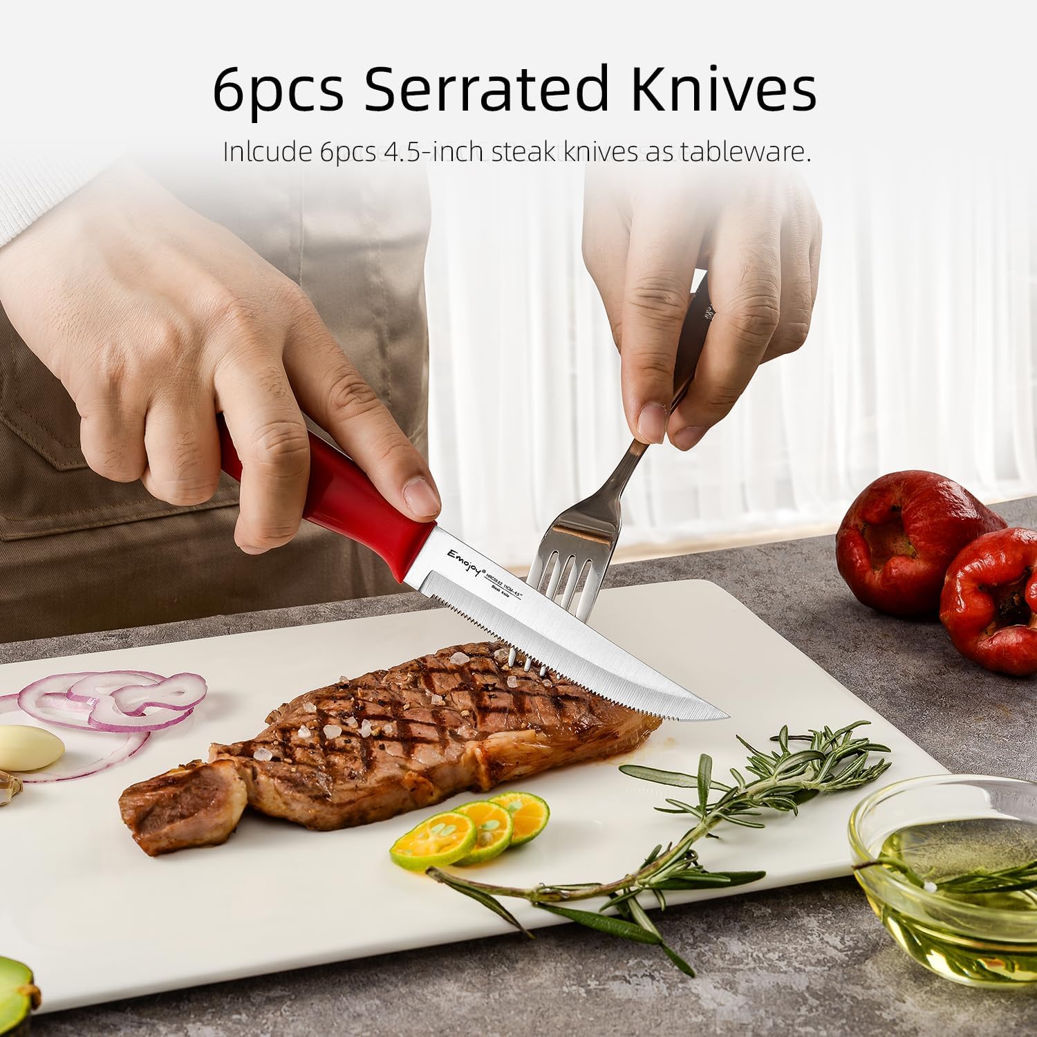 Emojoy 15-Piece Knife Set Red