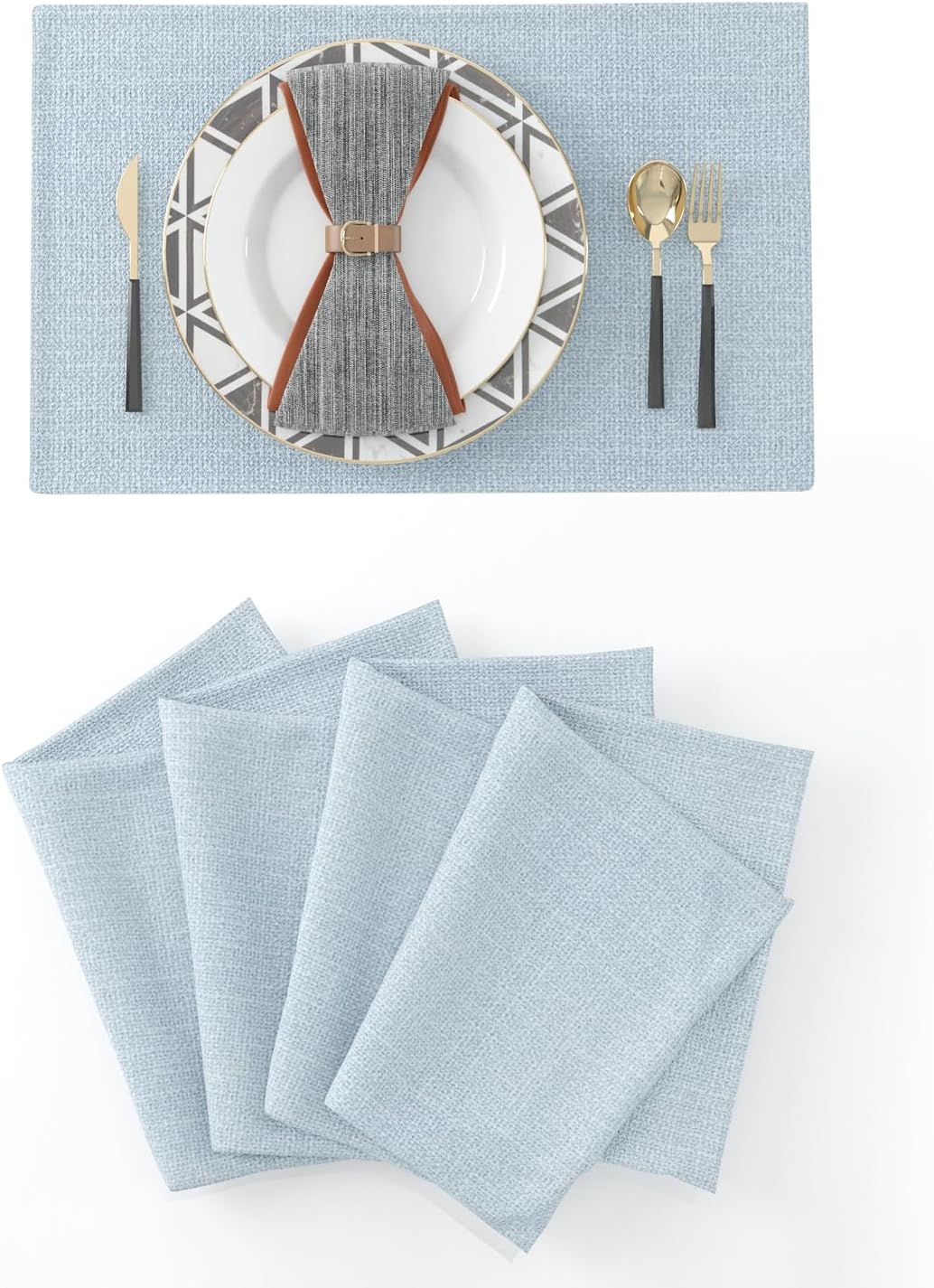 Premium Heat-Resistant Faux Linen Placemats for Kitchen Dining