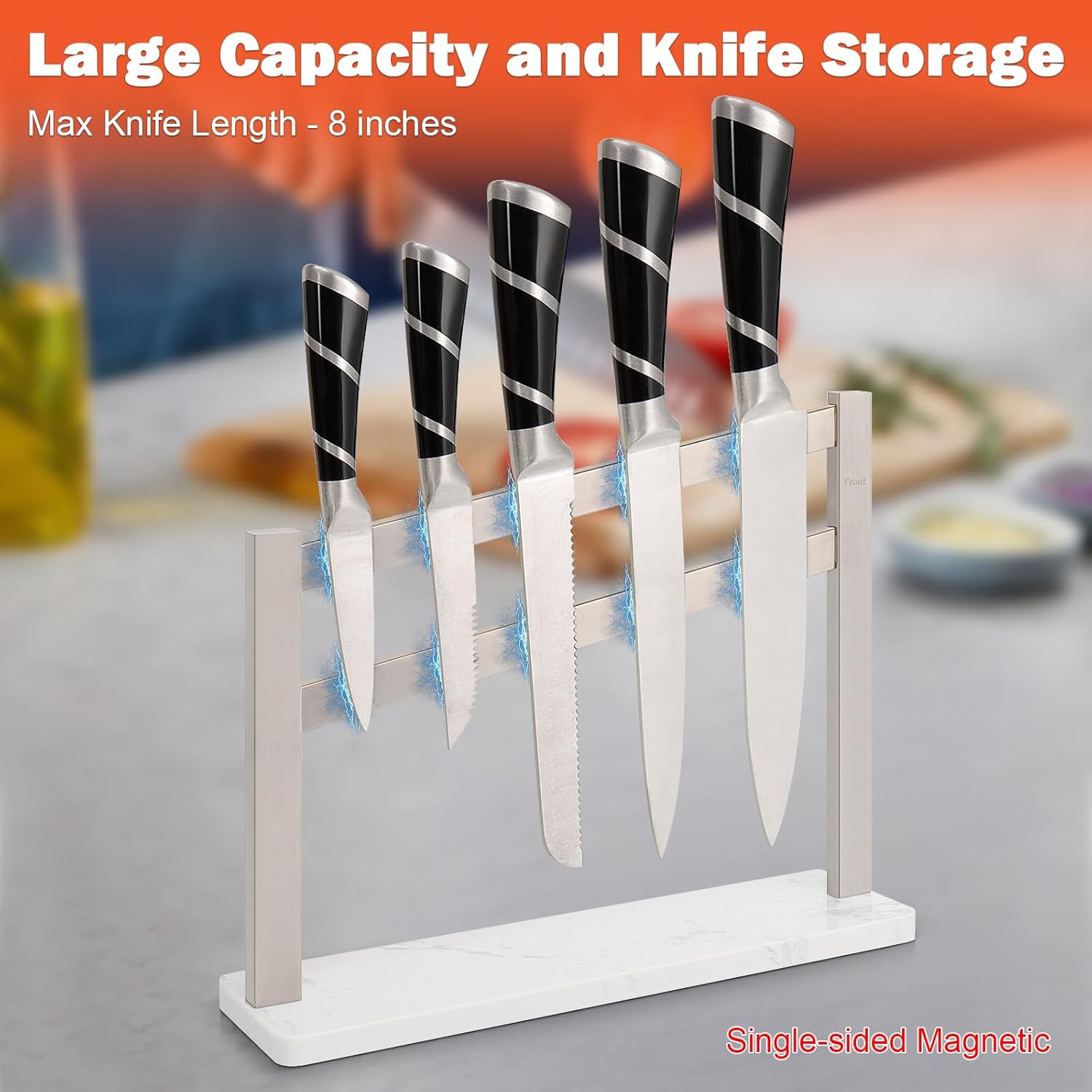Sturdy Stainless Steel Magnetic Knife Holder with Marble Base