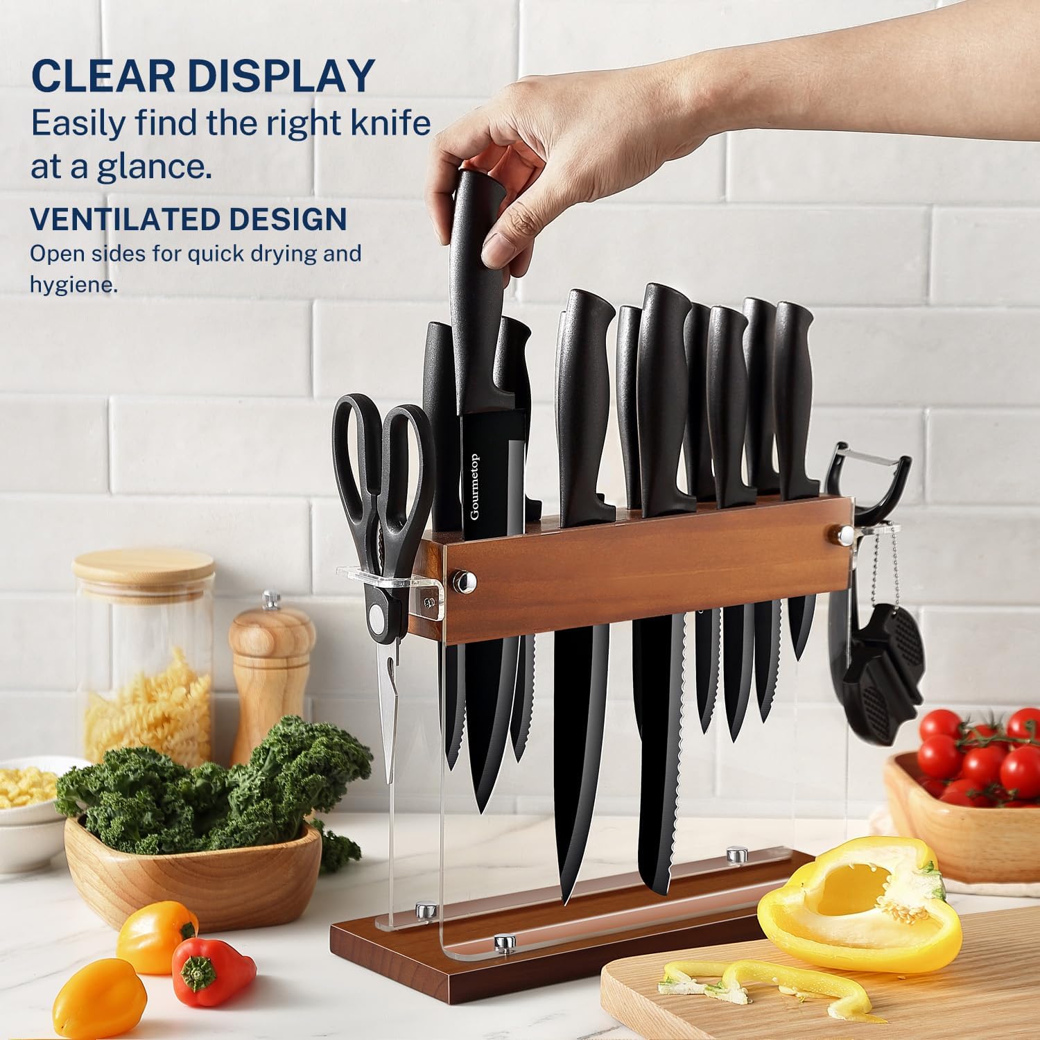 Gourmetop Premium 15-Piece Kitchen Knife Set