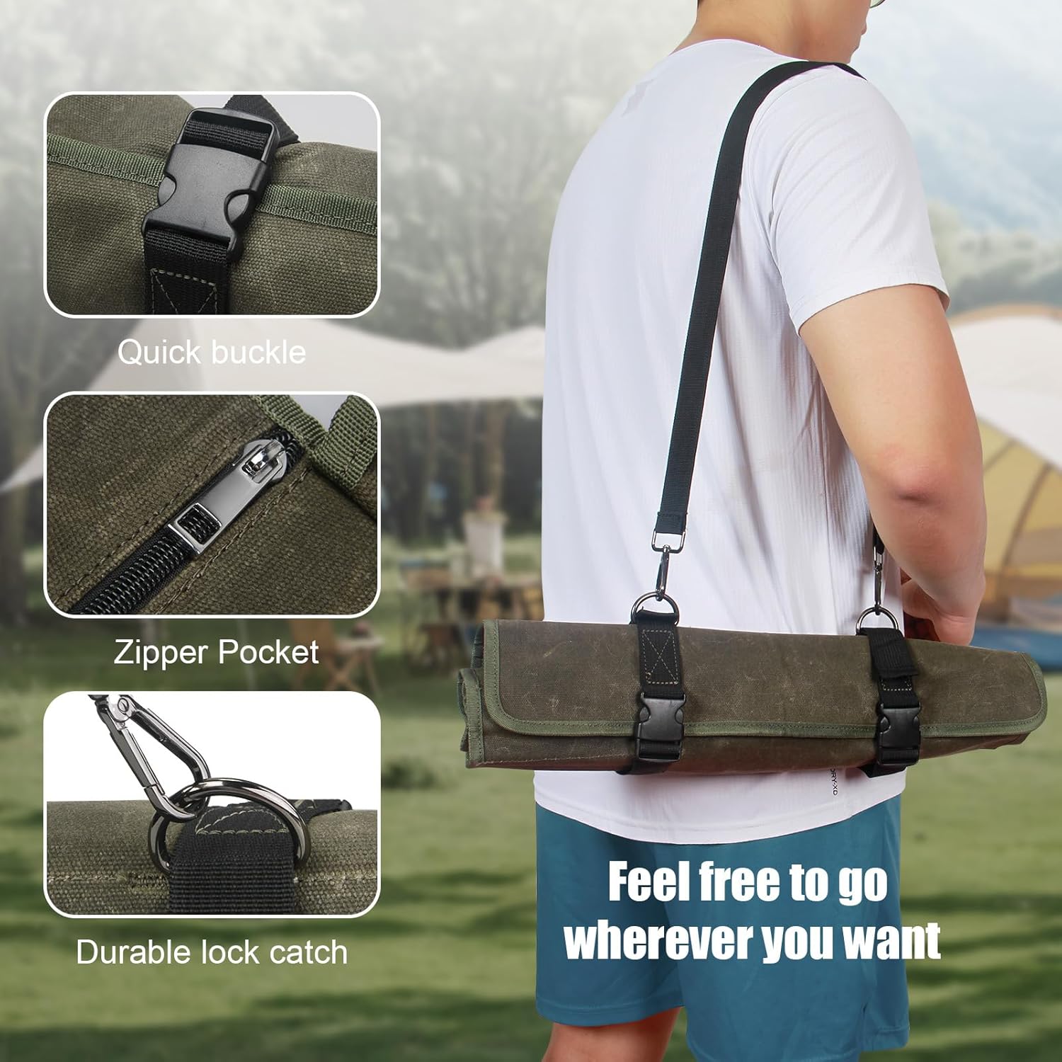 QEES Durable Chefs Knife Roll Bag