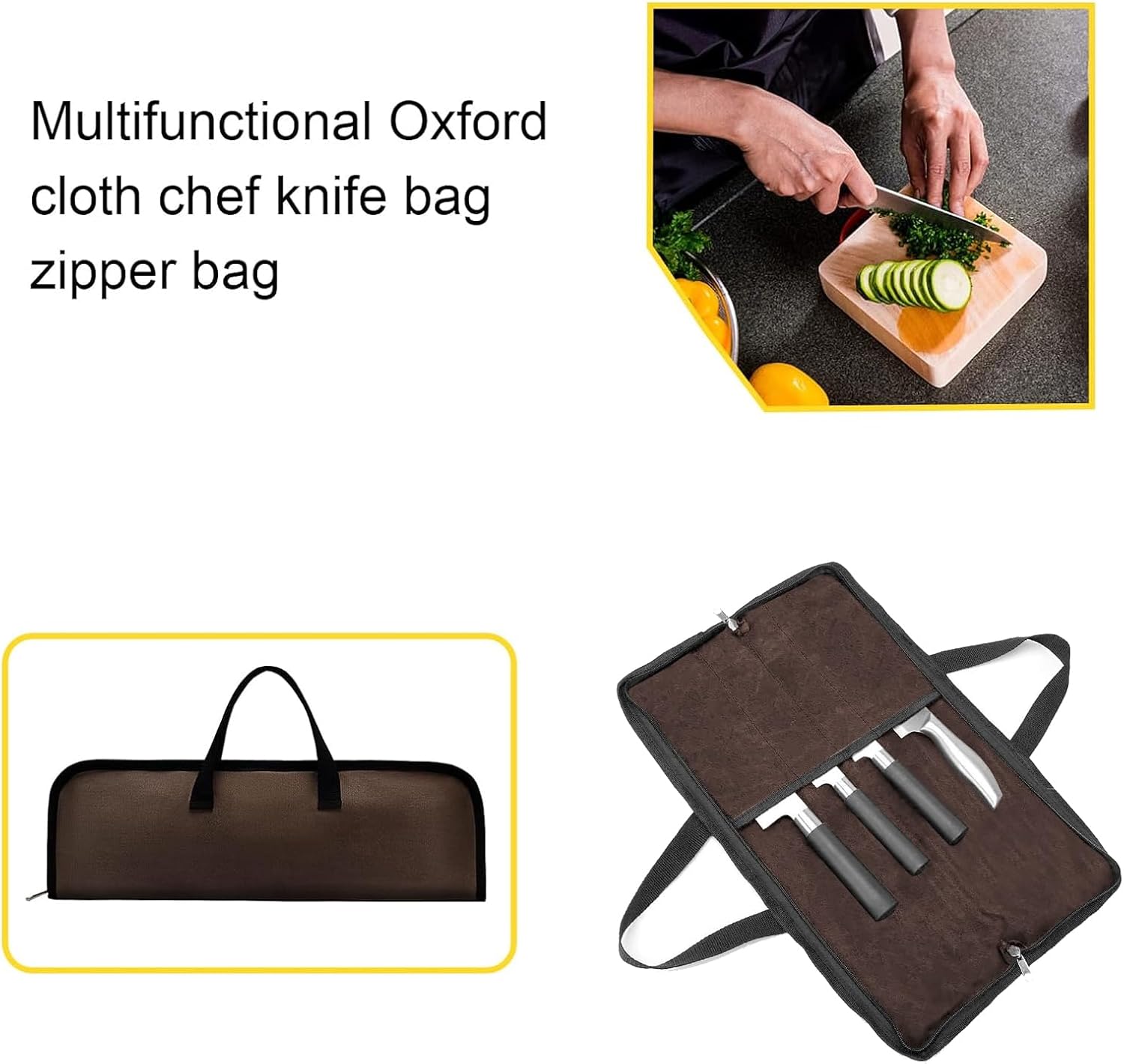 QEES Knife Roll Bag with 4 Slots and Handle