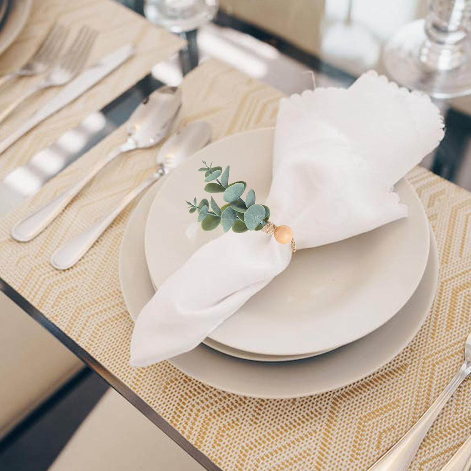Defined Deco Napkin Rings Set of 12 Rustic Farmhouse Style